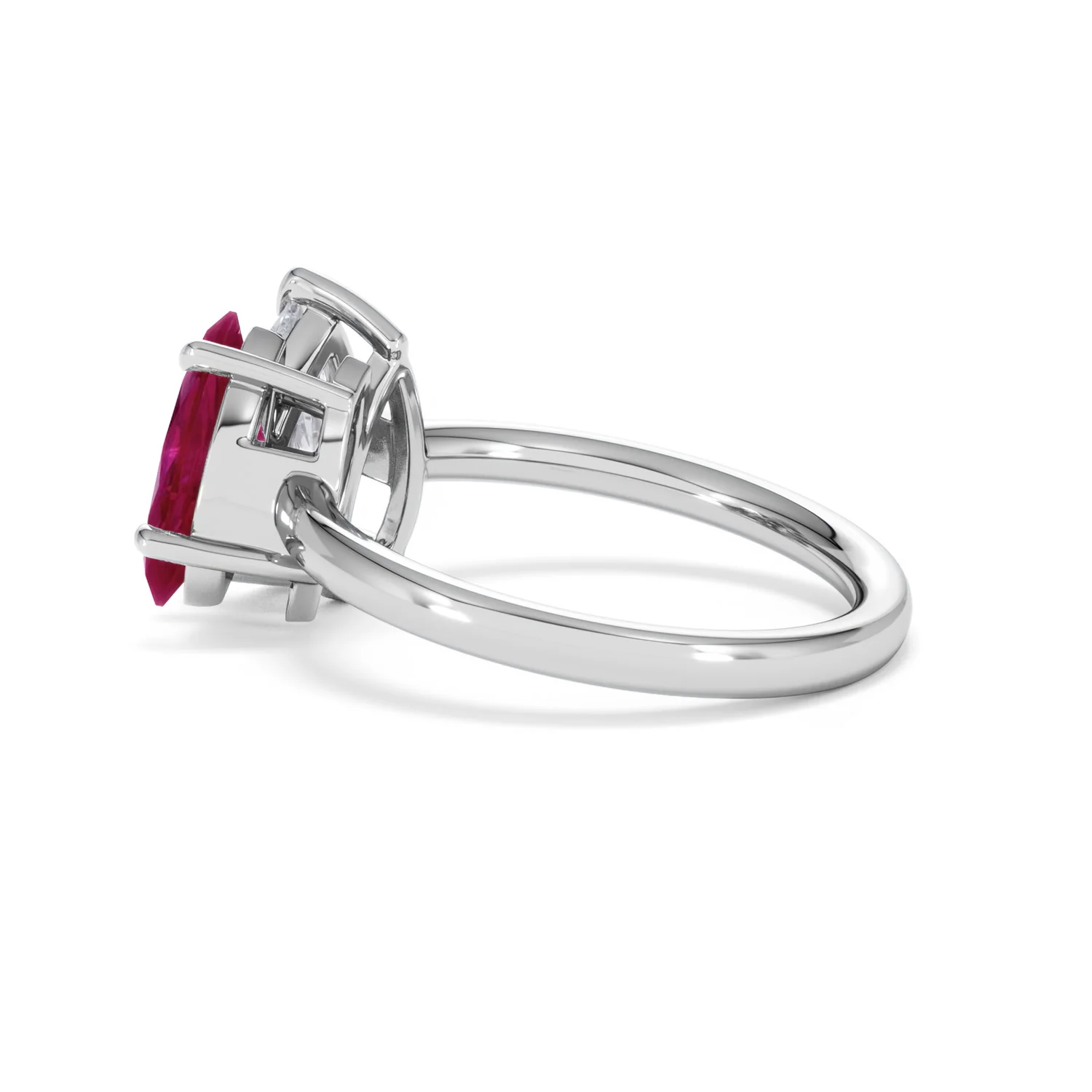 Toi Et Moi 1.50ct Pear Lab Diamond and 1.50ct Marquise Lab Ruby Engagement Ring in Platinum - Image 64