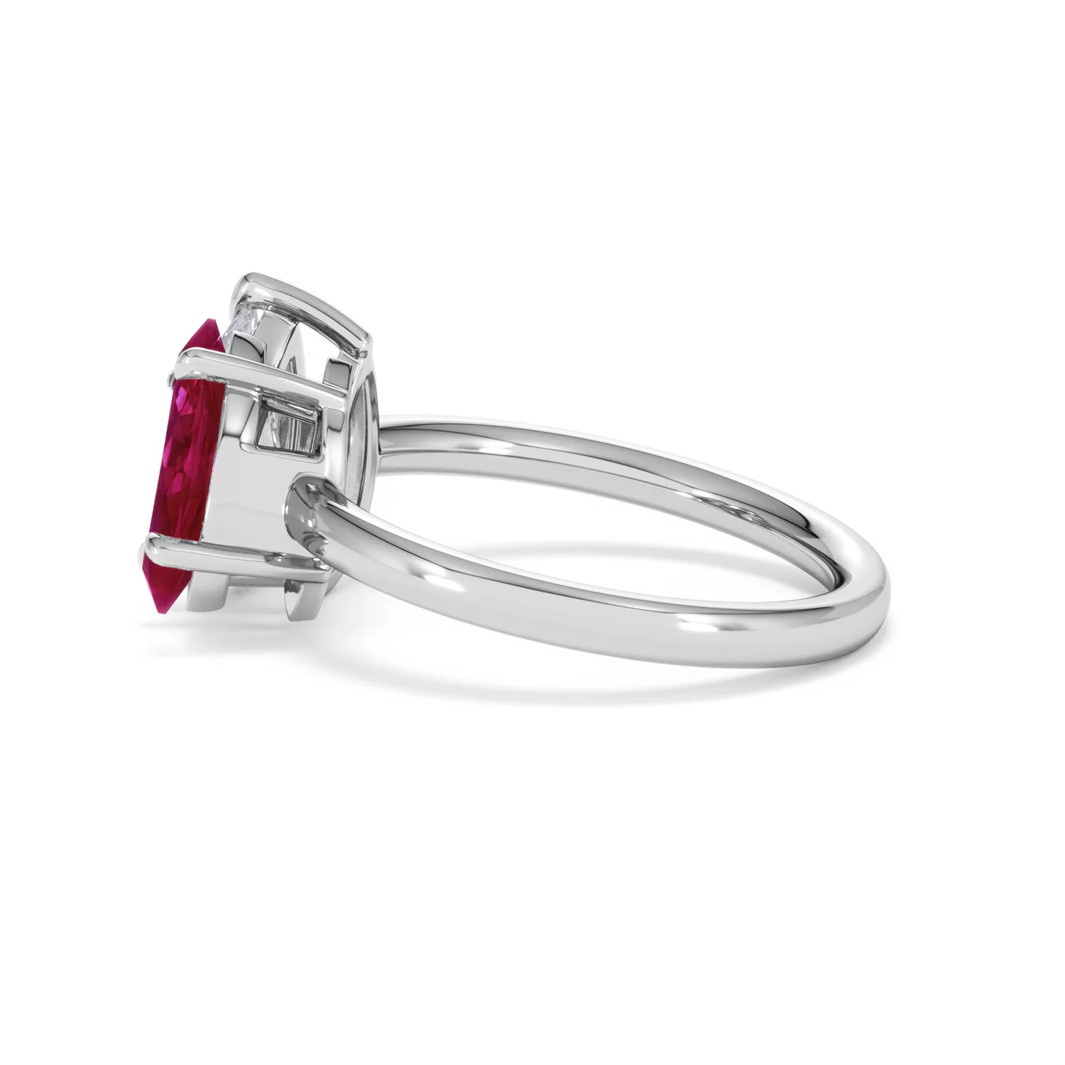 Toi Et Moi 1.50ct Pear Lab Diamond and 1.50ct Marquise Lab Ruby Engagement Ring in Platinum - Image 67