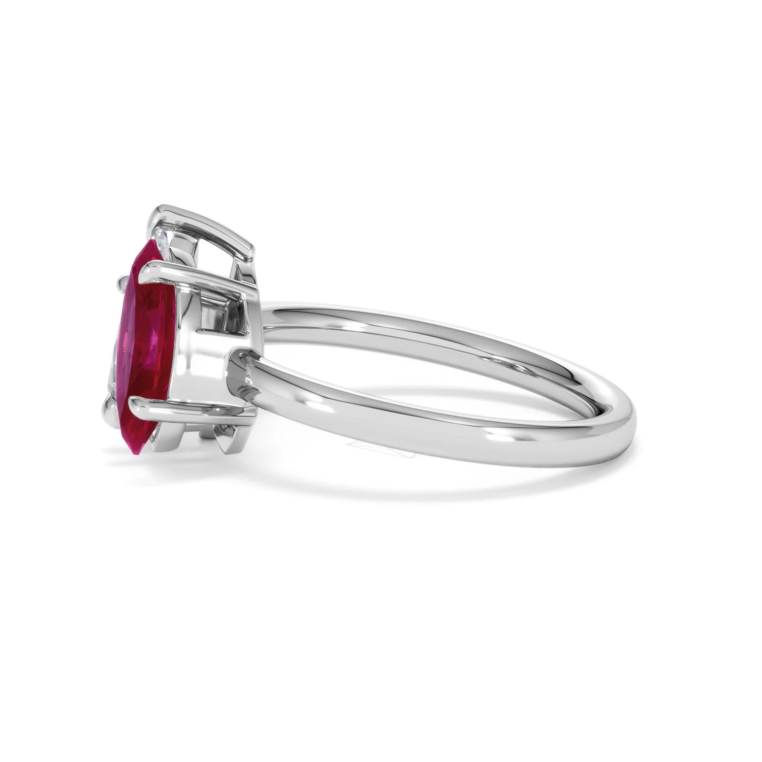 Toi Et Moi 1.50ct Pear Lab Diamond and 1.50ct Marquise Lab Ruby Engagement Ring in Platinum - Image 70