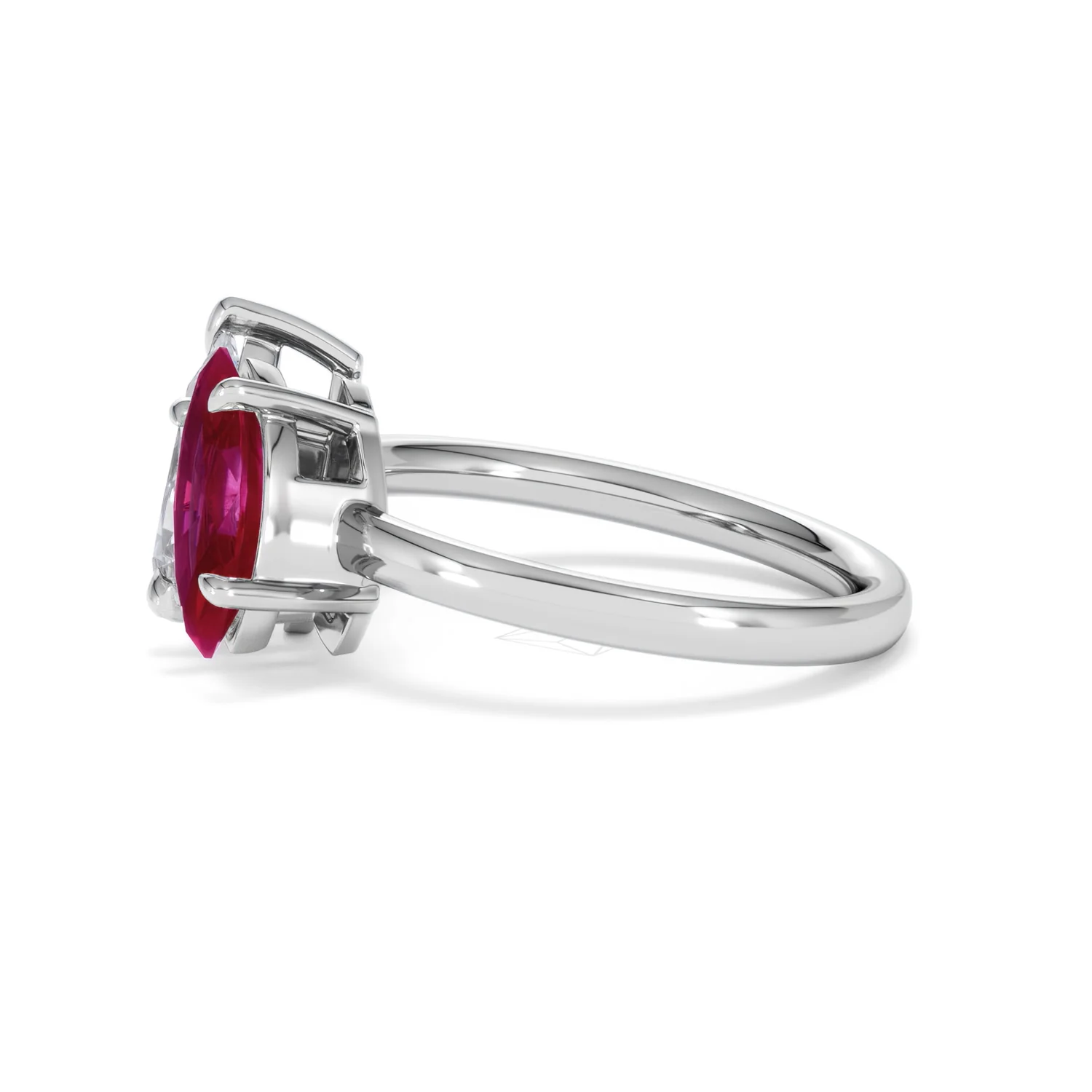 Toi Et Moi 1.50ct Pear Lab Diamond and 1.50ct Marquise Lab Ruby Engagement Ring in Platinum - Image 71
