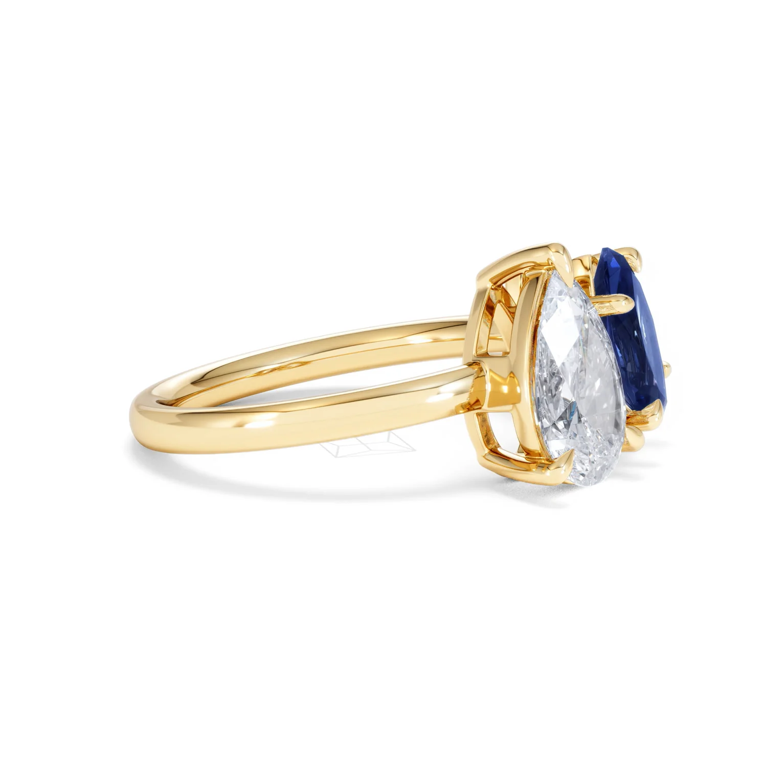 Toi Et Moi 1.50ct Pear Lab Diamond and 1.50ct Marquise Lab Sapphire Engagement Ring in 18K Yellow Gold - Image 23