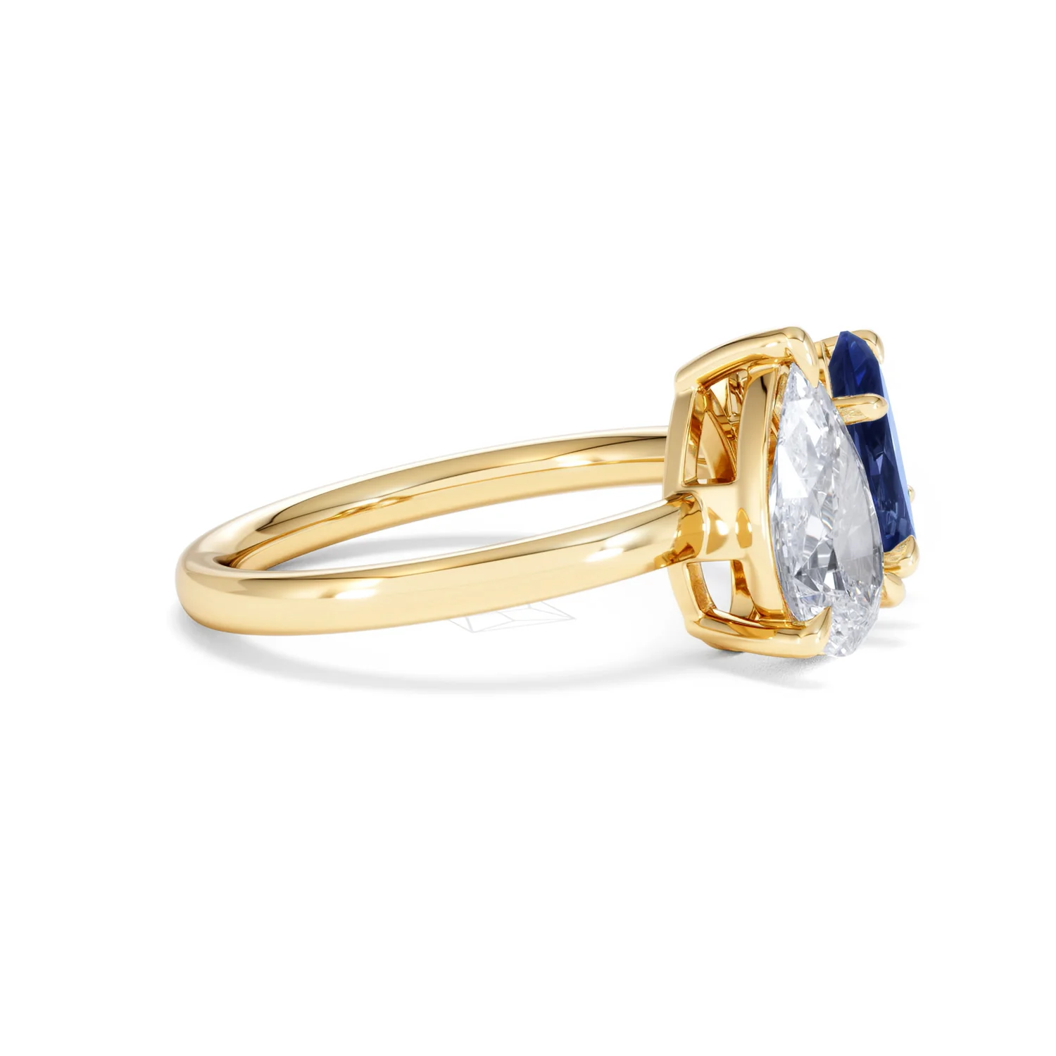 Toi Et Moi 1.50ct Pear Lab Diamond and 1.50ct Marquise Lab Sapphire Engagement Ring in 18K Yellow Gold - Image 25