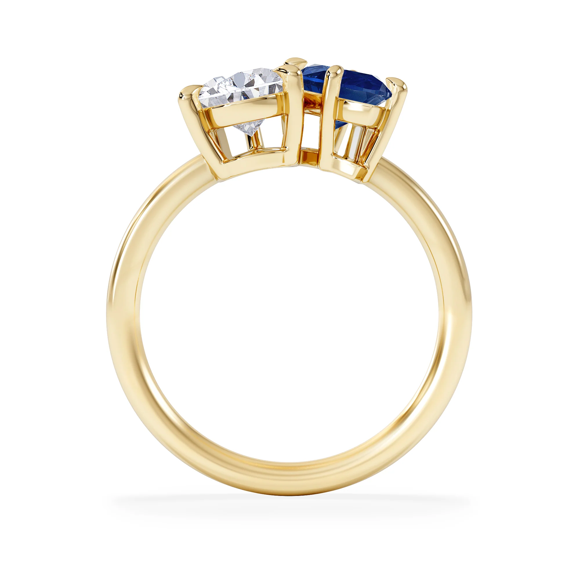 Toi Et Moi 1.50ct Pear Lab Diamond and 1.50ct Marquise Lab Sapphire Engagement Ring in 18K Yellow Gold - Image 3