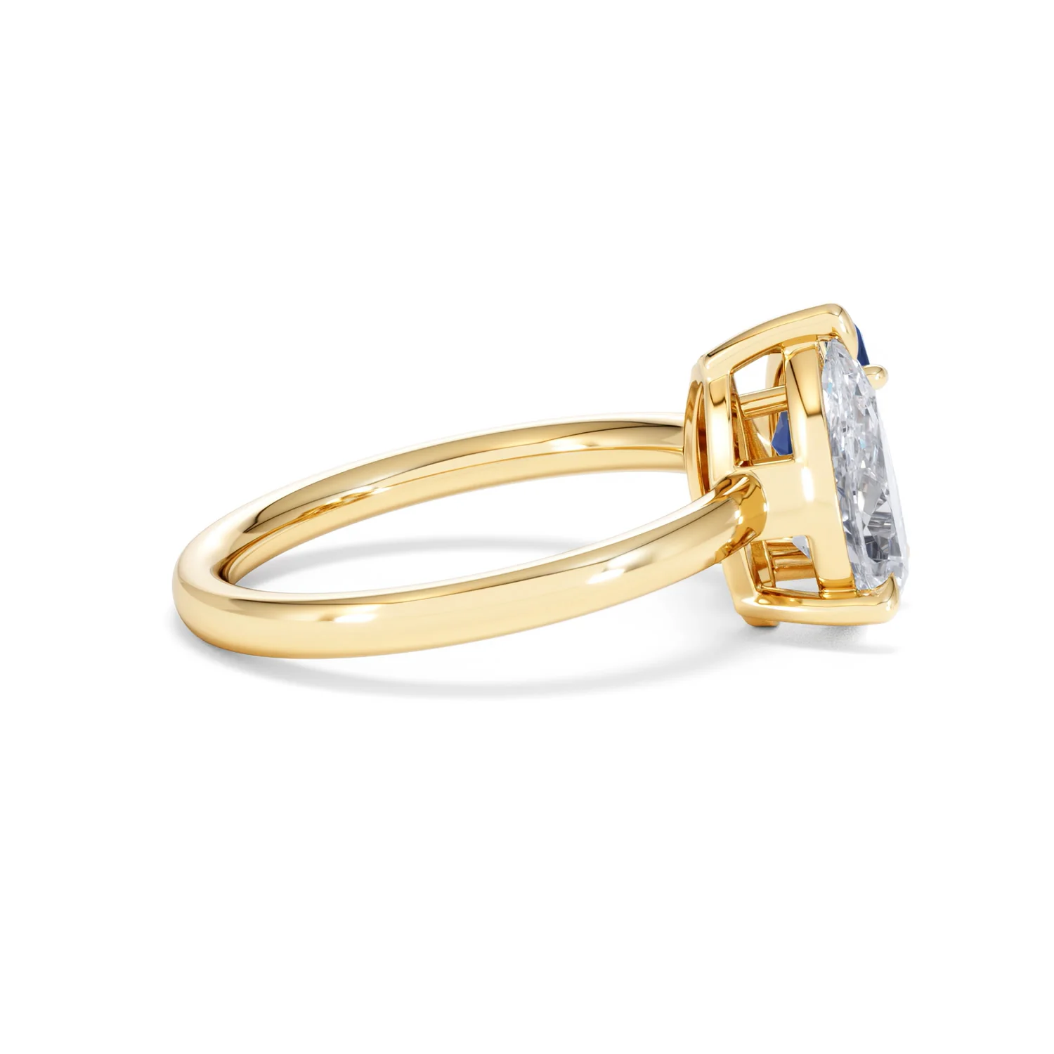 Toi Et Moi 1.50ct Pear Lab Diamond and 1.50ct Marquise Lab Sapphire Engagement Ring in 18K Yellow Gold - Image 30