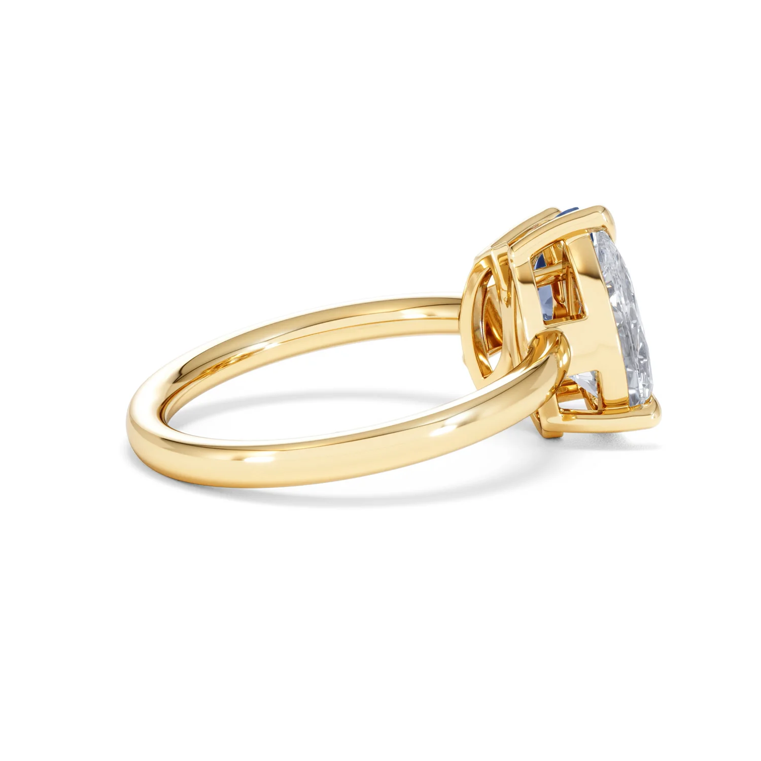 Toi Et Moi 1.50ct Pear Lab Diamond and 1.50ct Marquise Lab Sapphire Engagement Ring in 18K Yellow Gold - Image 34