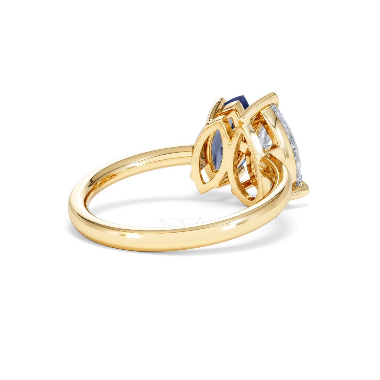 Toi Et Moi 1.50ct Pear Lab Diamond and 1.50ct Marquise Lab Sapphire Engagement Ring in 18K Yellow Gold - Image 41