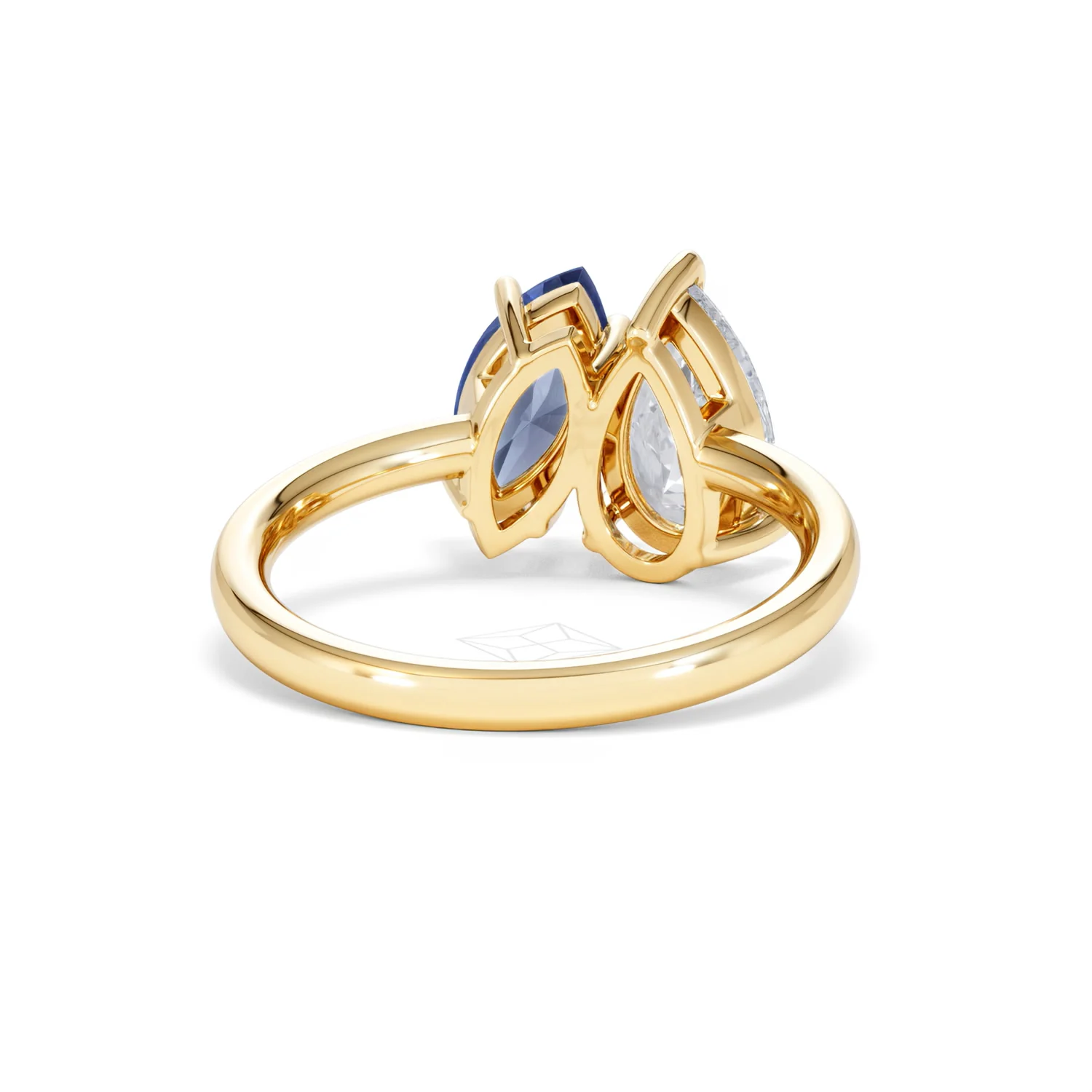 Toi Et Moi 1.50ct Pear Lab Diamond and 1.50ct Marquise Lab Sapphire Engagement Ring in 18K Yellow Gold - Image 46