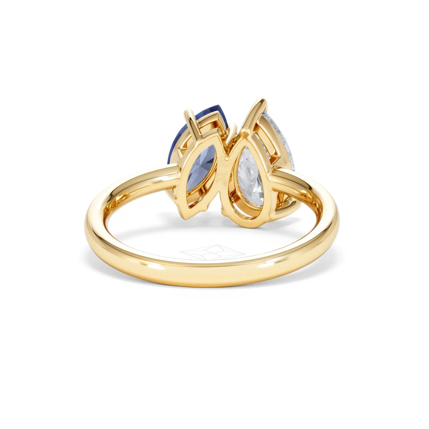 Toi Et Moi 1.50ct Pear Lab Diamond and 1.50ct Marquise Lab Sapphire Engagement Ring in 18K Yellow Gold - Image 47