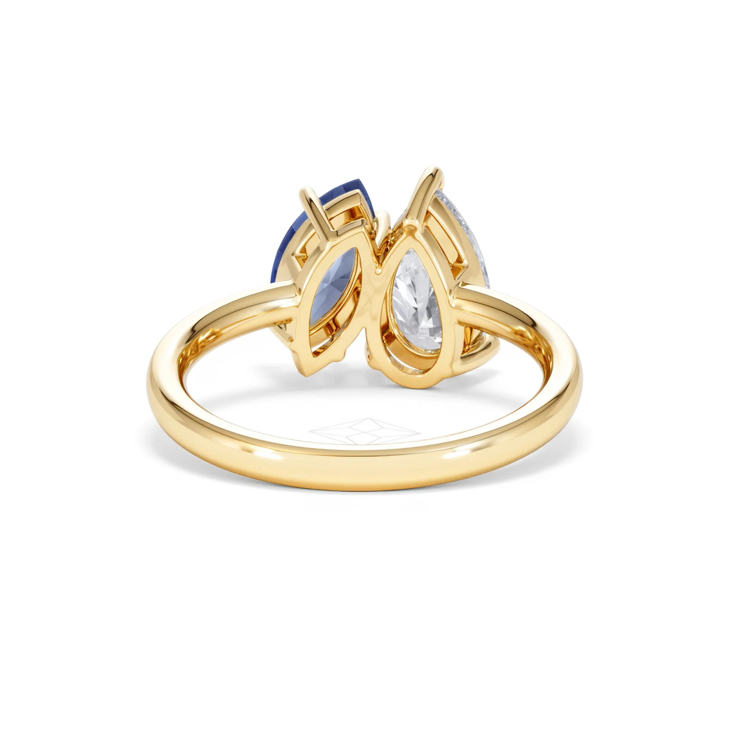 Toi Et Moi 1.50ct Pear Lab Diamond and 1.50ct Marquise Lab Sapphire Engagement Ring in 18K Yellow Gold - Image 48