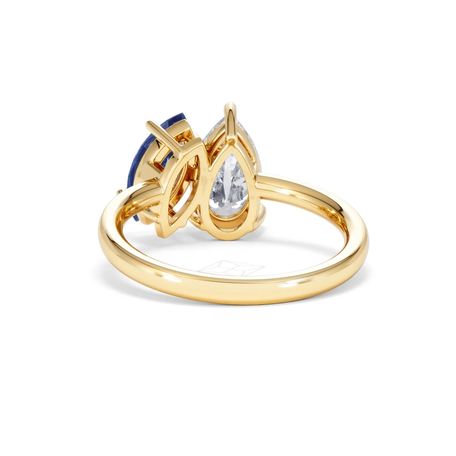 Toi Et Moi 1.50ct Pear Lab Diamond and 1.50ct Marquise Lab Sapphire Engagement Ring in 18K Yellow Gold - Image 52