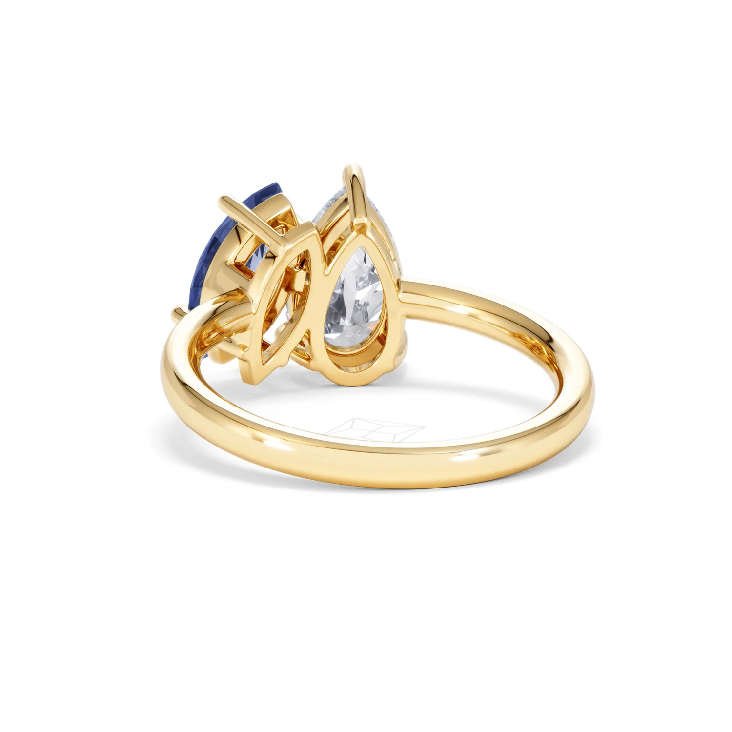 Toi Et Moi 1.50ct Pear Lab Diamond and 1.50ct Marquise Lab Sapphire Engagement Ring in 18K Yellow Gold - Image 53