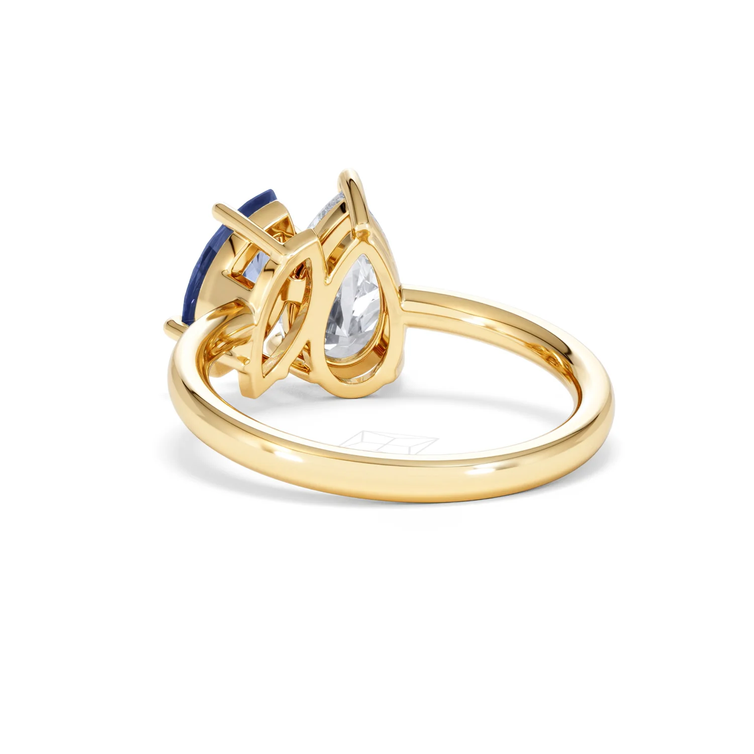 Toi Et Moi 1.50ct Pear Lab Diamond and 1.50ct Marquise Lab Sapphire Engagement Ring in 18K Yellow Gold - Image 54