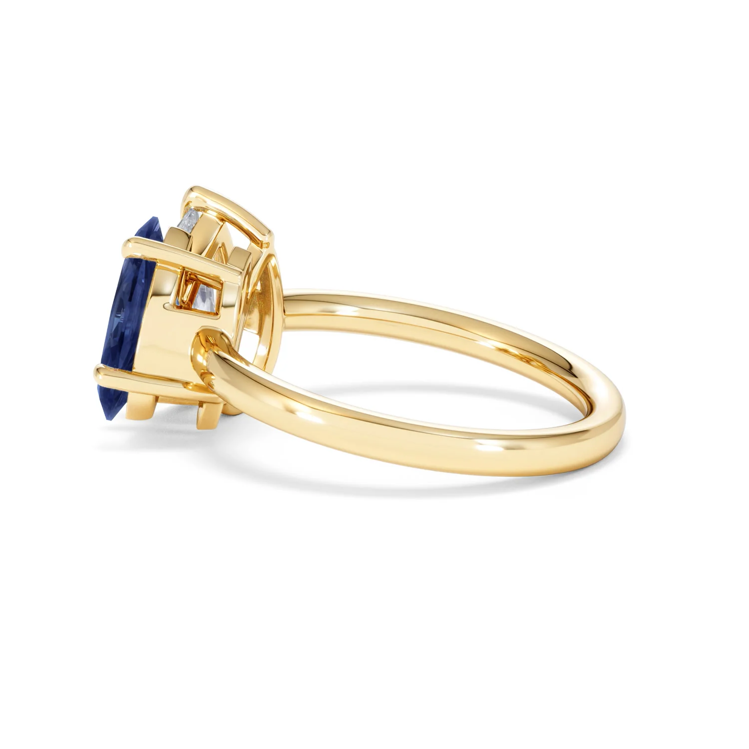 Toi Et Moi 1.50ct Pear Lab Diamond and 1.50ct Marquise Lab Sapphire Engagement Ring in 18K Yellow Gold - Image 65