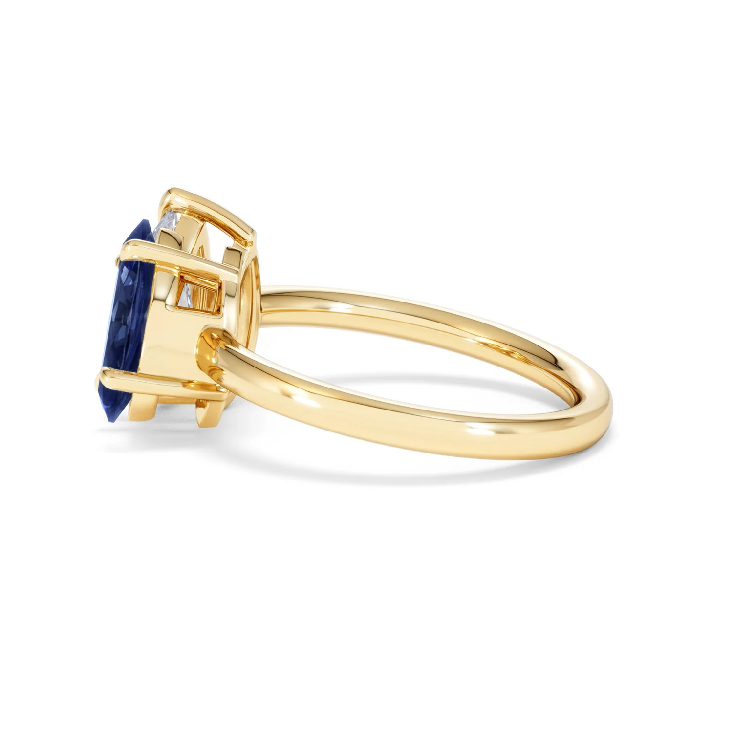 Toi Et Moi 1.50ct Pear Lab Diamond and 1.50ct Marquise Lab Sapphire Engagement Ring in 18K Yellow Gold - Image 67