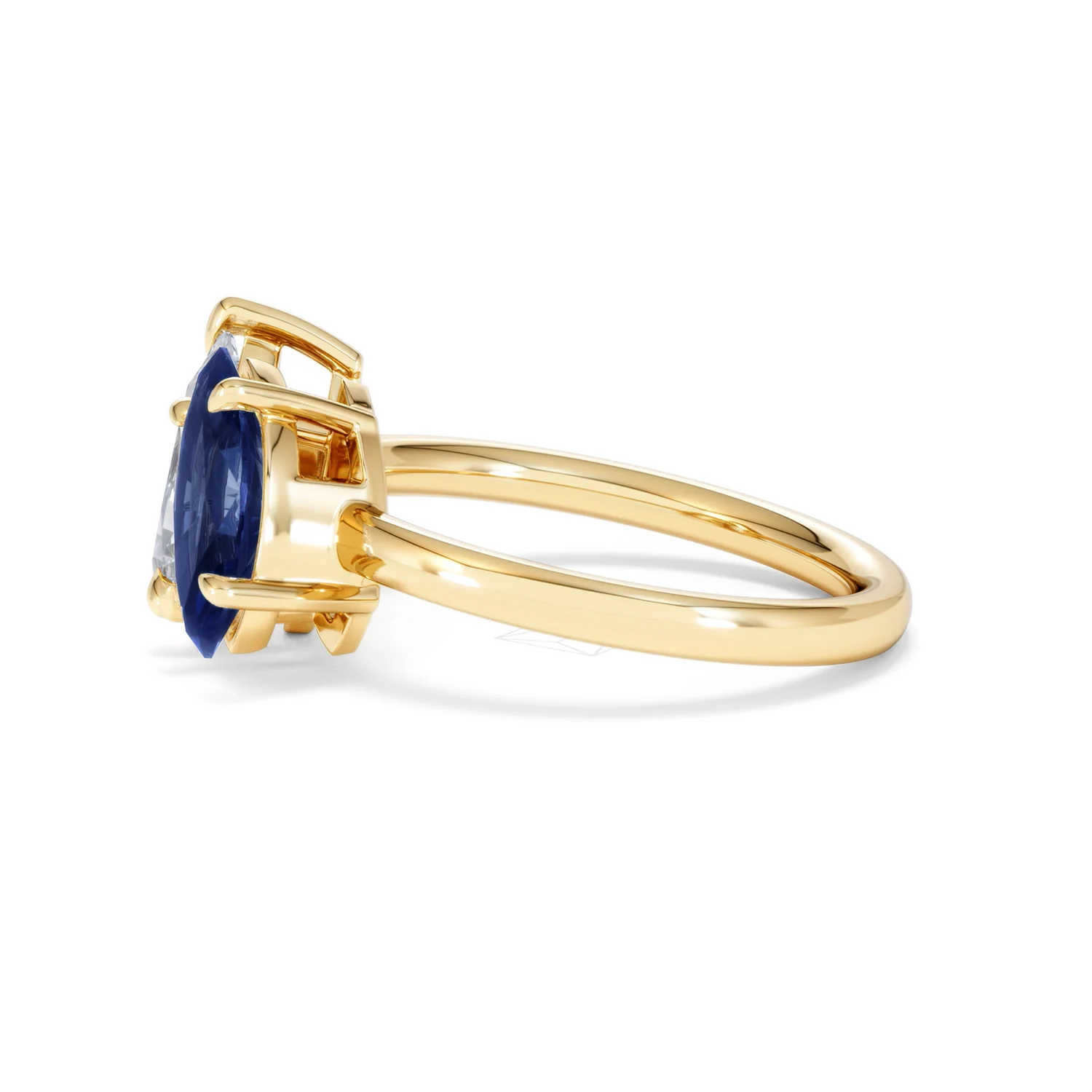 Toi Et Moi 1.50ct Pear Lab Diamond and 1.50ct Marquise Lab Sapphire Engagement Ring in 18K Yellow Gold - Image 71