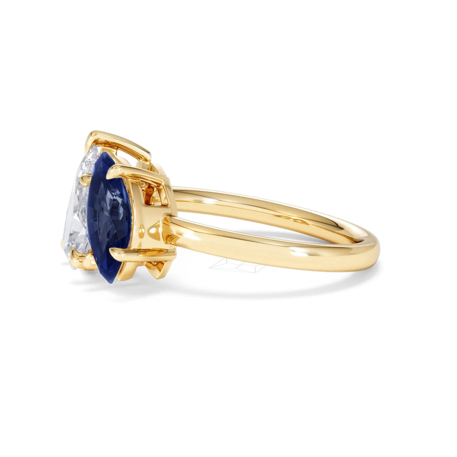 Toi Et Moi 1.50ct Pear Lab Diamond and 1.50ct Marquise Lab Sapphire Engagement Ring in 18K Yellow Gold - Image 74