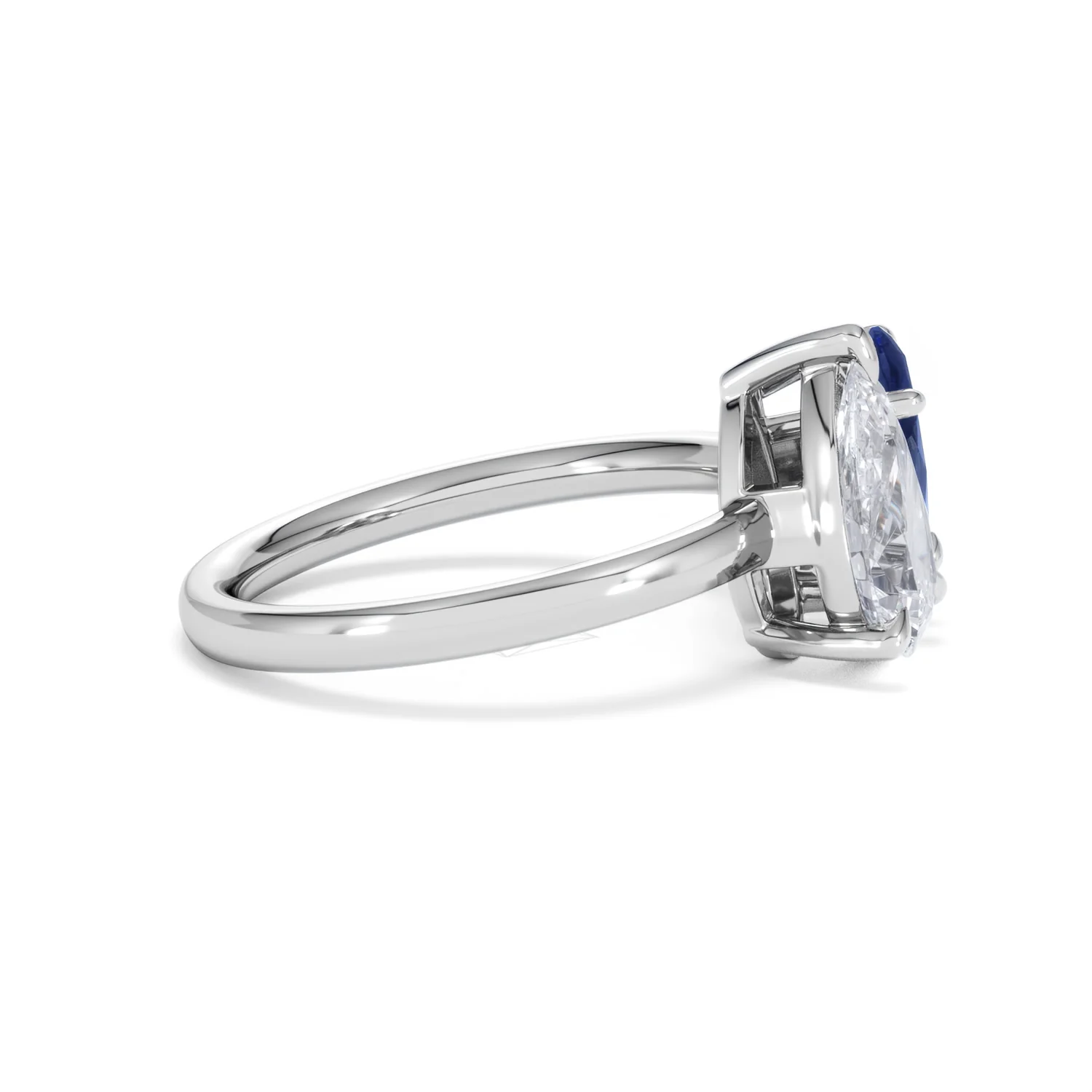 Toi Et Moi 1.50ct Pear Lab Diamond and 1.50ct Marquise Lab Sapphire Engagement Ring in Platinum - Image 28