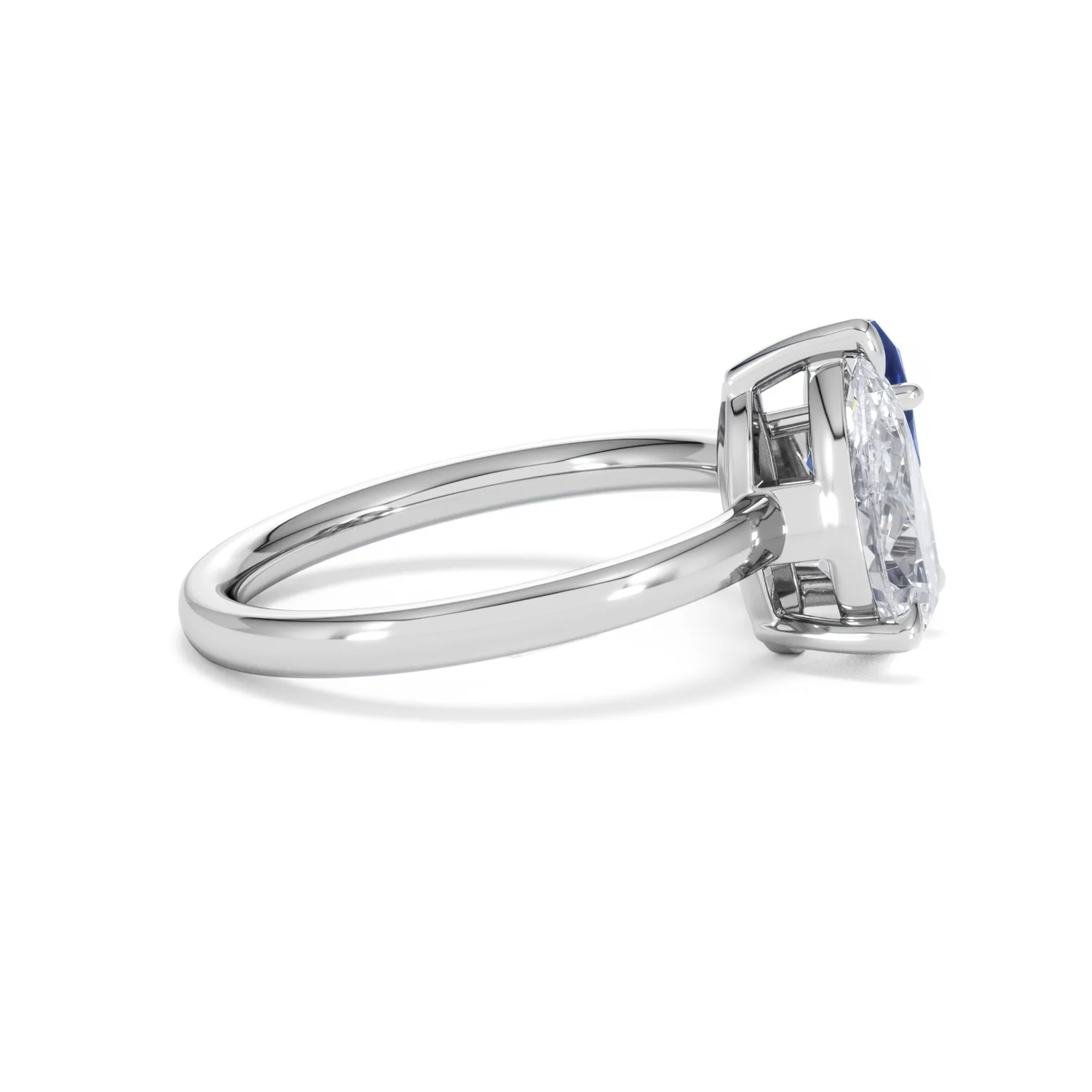 Toi Et Moi 1.50ct Pear Lab Diamond and 1.50ct Marquise Lab Sapphire Engagement Ring in Platinum - Image 29