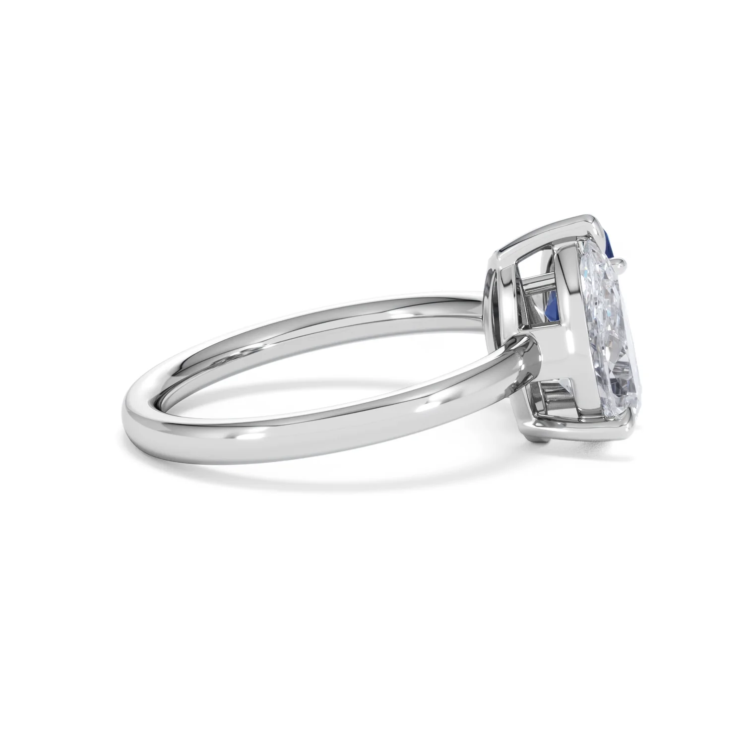 Toi Et Moi 1.50ct Pear Lab Diamond and 1.50ct Marquise Lab Sapphire Engagement Ring in Platinum - Image 30
