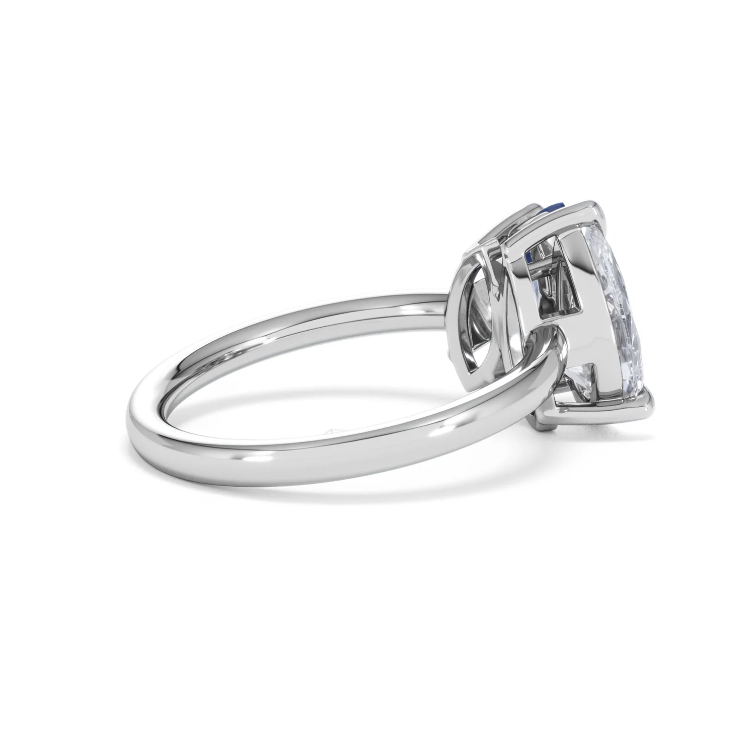 Toi Et Moi 1.50ct Pear Lab Diamond and 1.50ct Marquise Lab Sapphire Engagement Ring in Platinum - Image 35