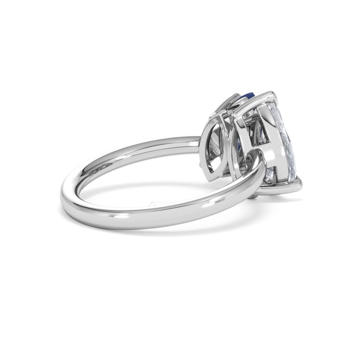 Toi Et Moi 1.50ct Pear Lab Diamond and 1.50ct Marquise Lab Sapphire Engagement Ring in Platinum - Image 37