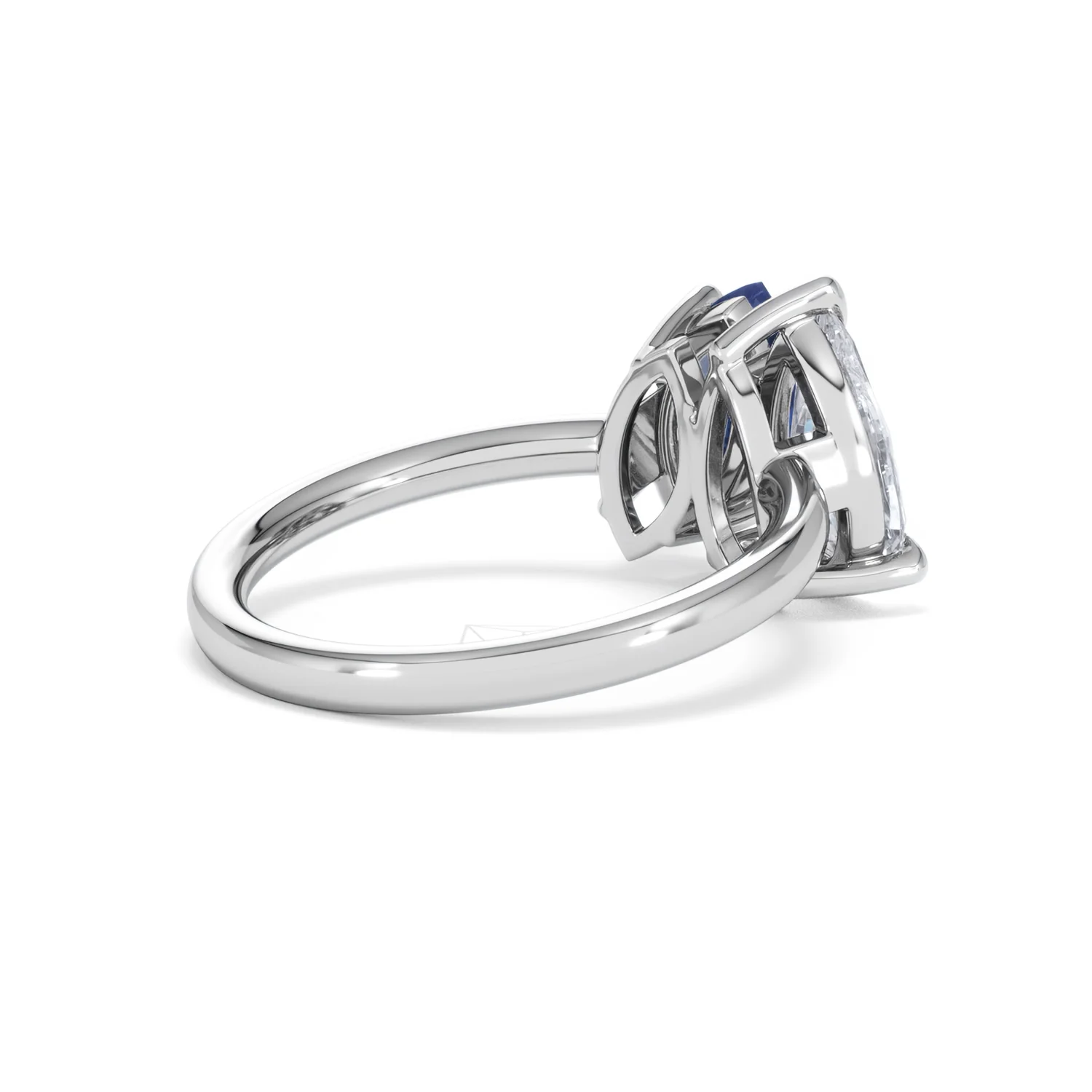 Toi Et Moi 1.50ct Pear Lab Diamond and 1.50ct Marquise Lab Sapphire Engagement Ring in Platinum - Image 38