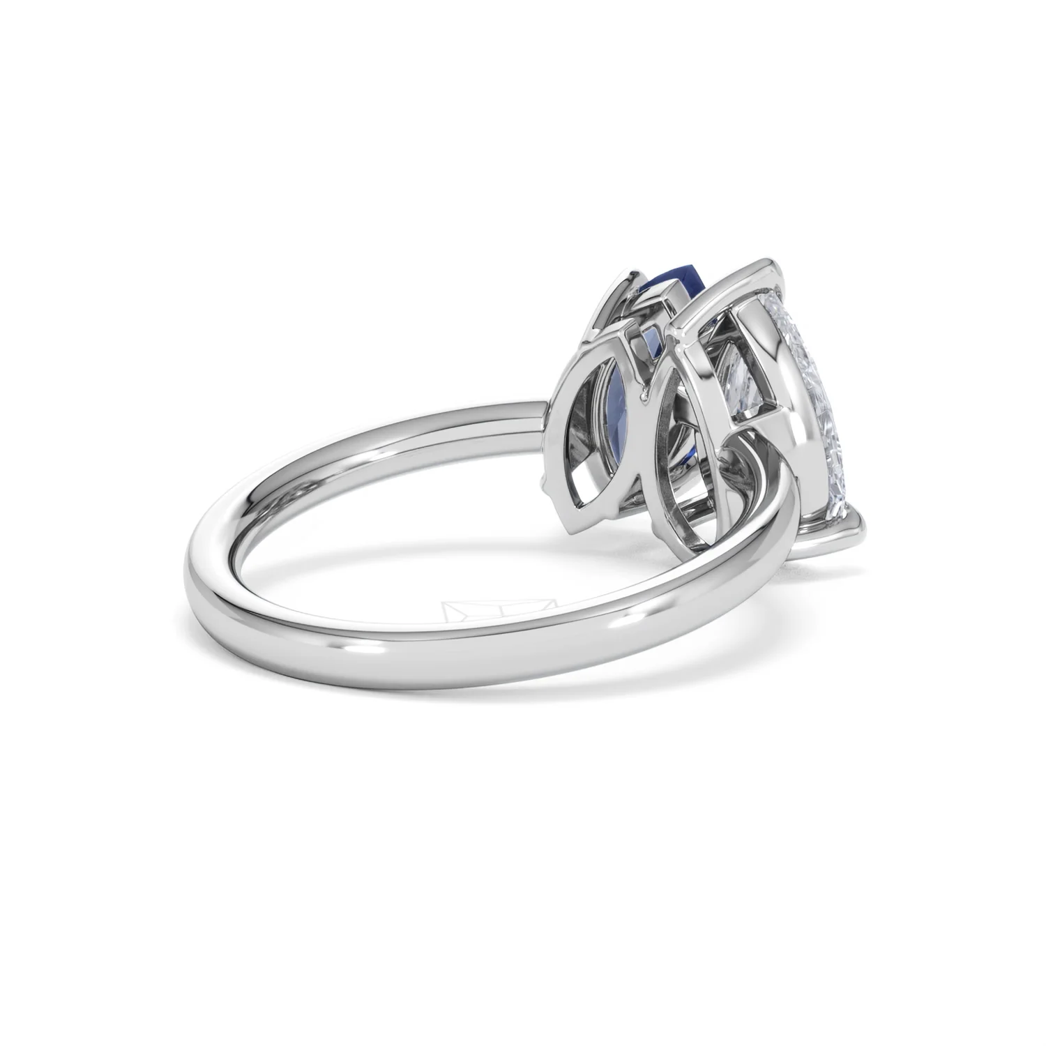 Toi Et Moi 1.50ct Pear Lab Diamond and 1.50ct Marquise Lab Sapphire Engagement Ring in Platinum - Image 40