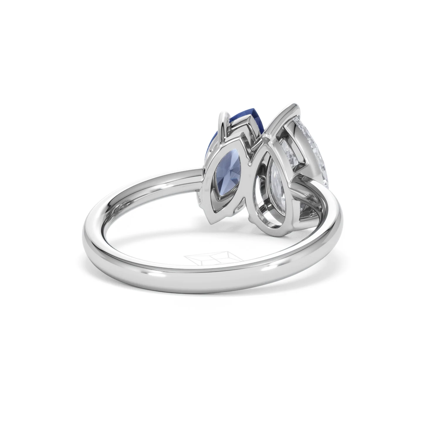 Toi Et Moi 1.50ct Pear Lab Diamond and 1.50ct Marquise Lab Sapphire Engagement Ring in Platinum - Image 44