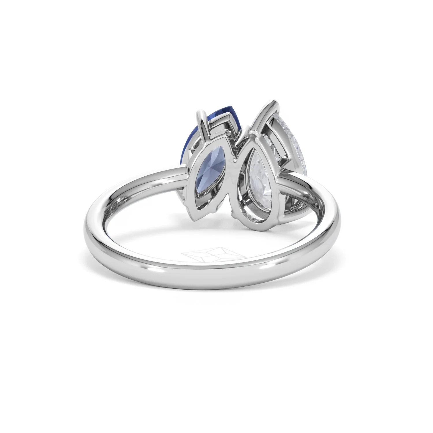 Toi Et Moi 1.50ct Pear Lab Diamond and 1.50ct Marquise Lab Sapphire Engagement Ring in Platinum - Image 46