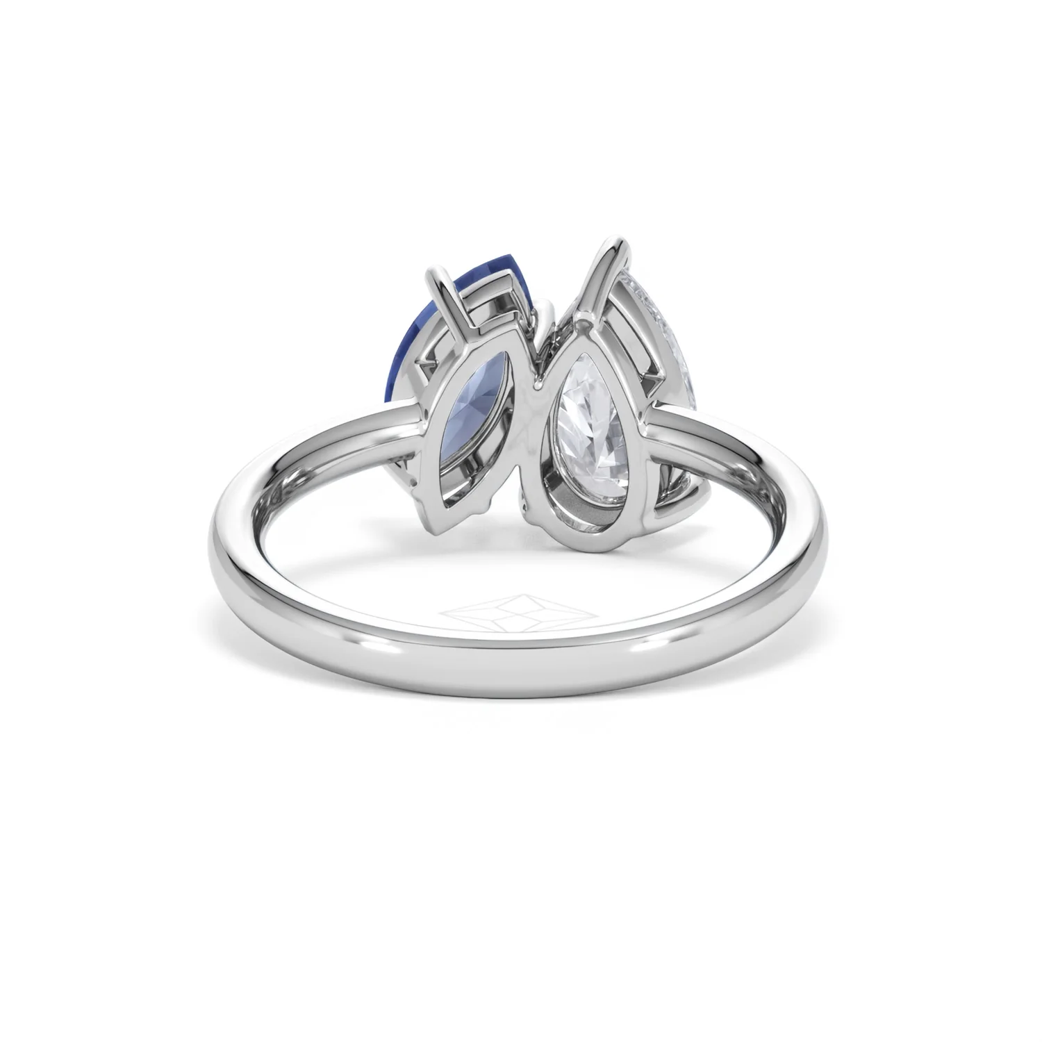 Toi Et Moi 1.50ct Pear Lab Diamond and 1.50ct Marquise Lab Sapphire Engagement Ring in Platinum - Image 48