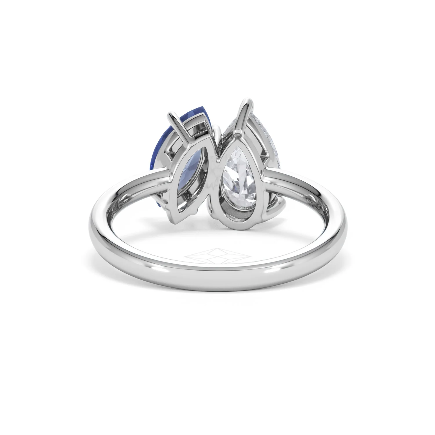Toi Et Moi 1.50ct Pear Lab Diamond and 1.50ct Marquise Lab Sapphire Engagement Ring in Platinum - Image 49