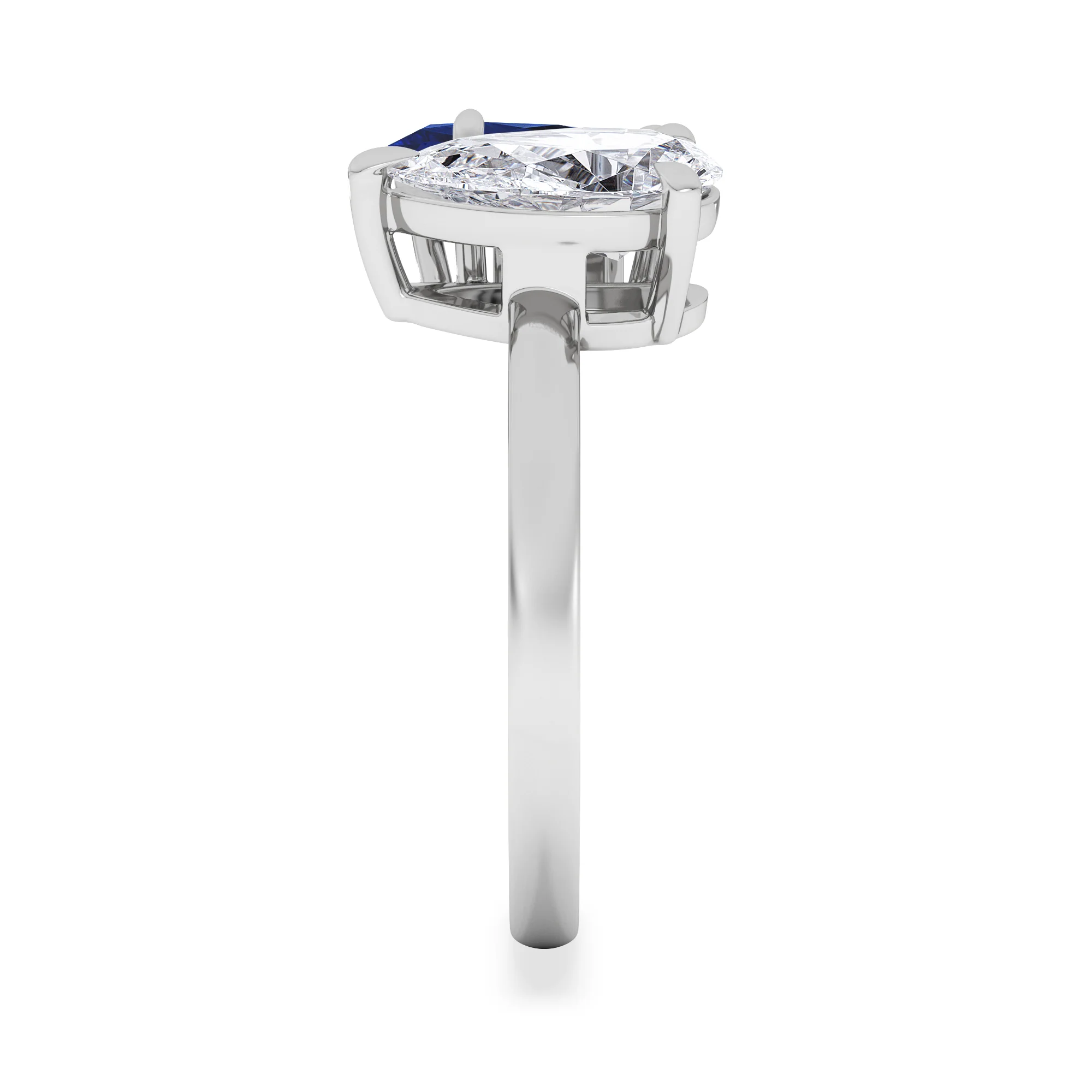 Toi Et Moi 1.50ct Pear Lab Diamond and 1.50ct Marquise Lab Sapphire Engagement Ring in Platinum - Image 5