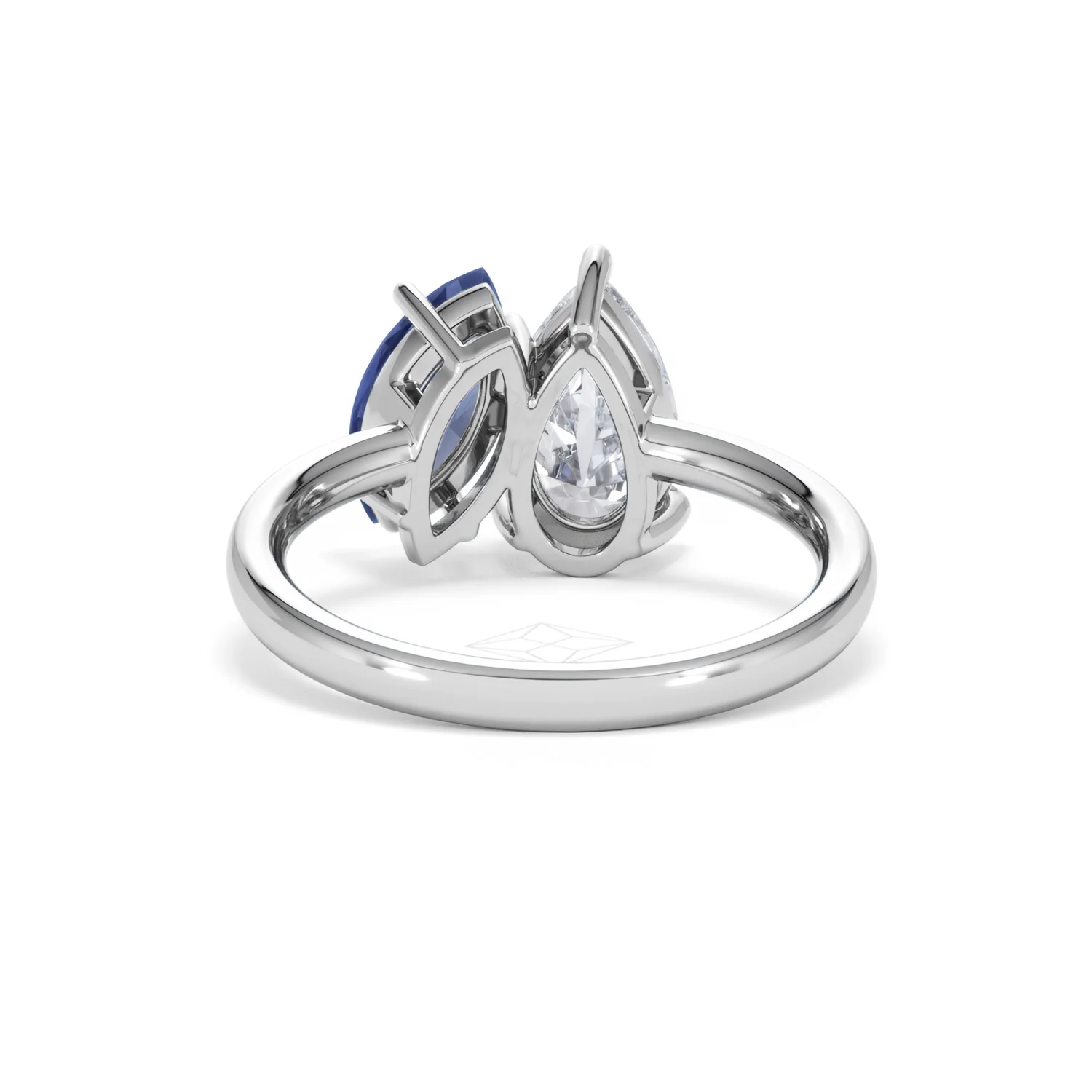 Toi Et Moi 1.50ct Pear Lab Diamond and 1.50ct Marquise Lab Sapphire Engagement Ring in Platinum - Image 50