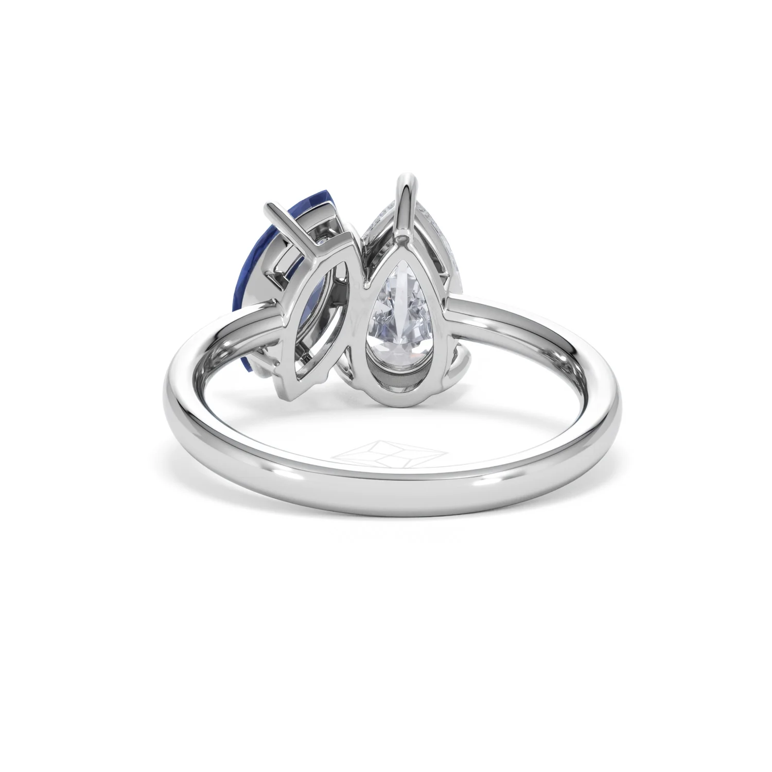Toi Et Moi 1.50ct Pear Lab Diamond and 1.50ct Marquise Lab Sapphire Engagement Ring in Platinum - Image 51