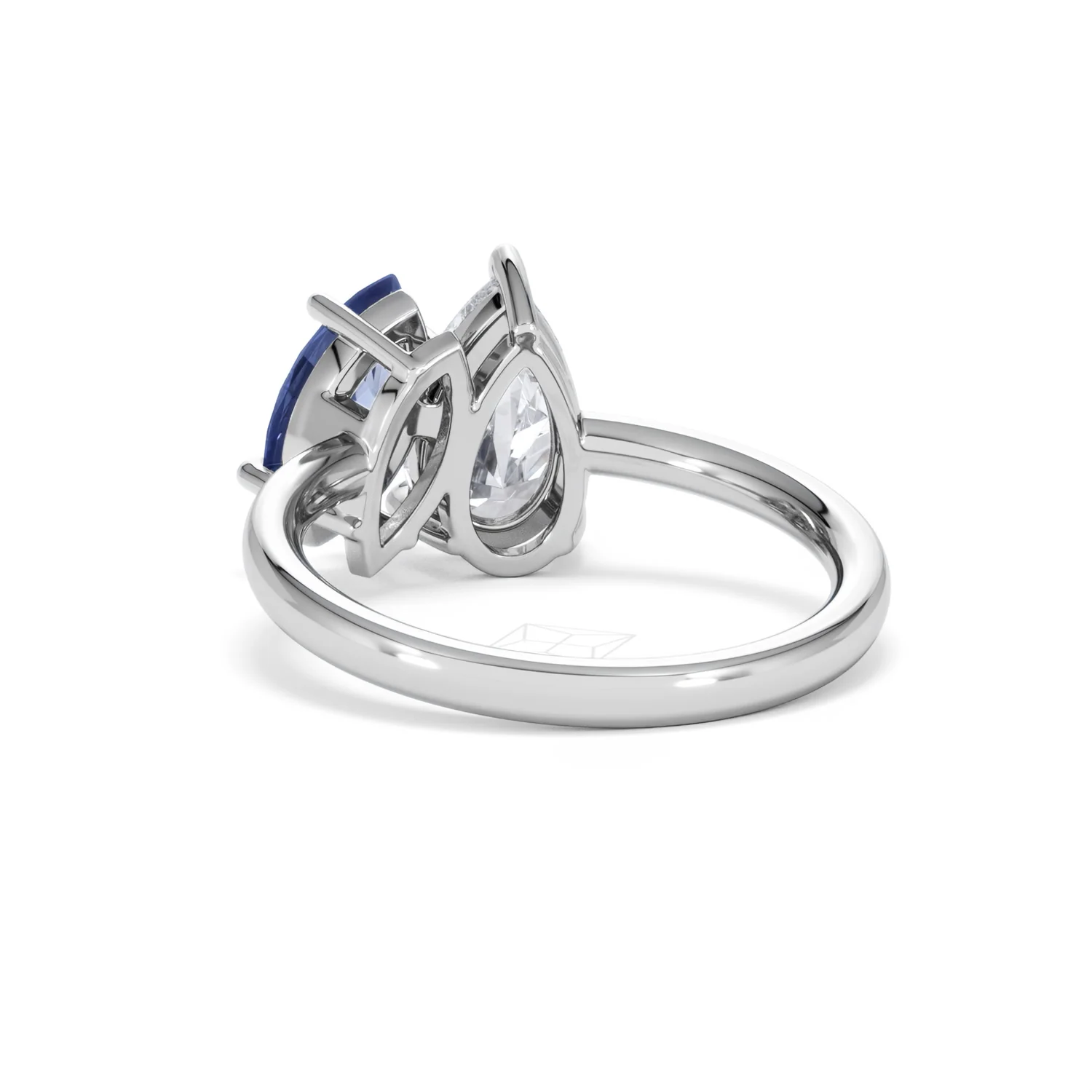 Toi Et Moi 1.50ct Pear Lab Diamond and 1.50ct Marquise Lab Sapphire Engagement Ring in Platinum - Image 54