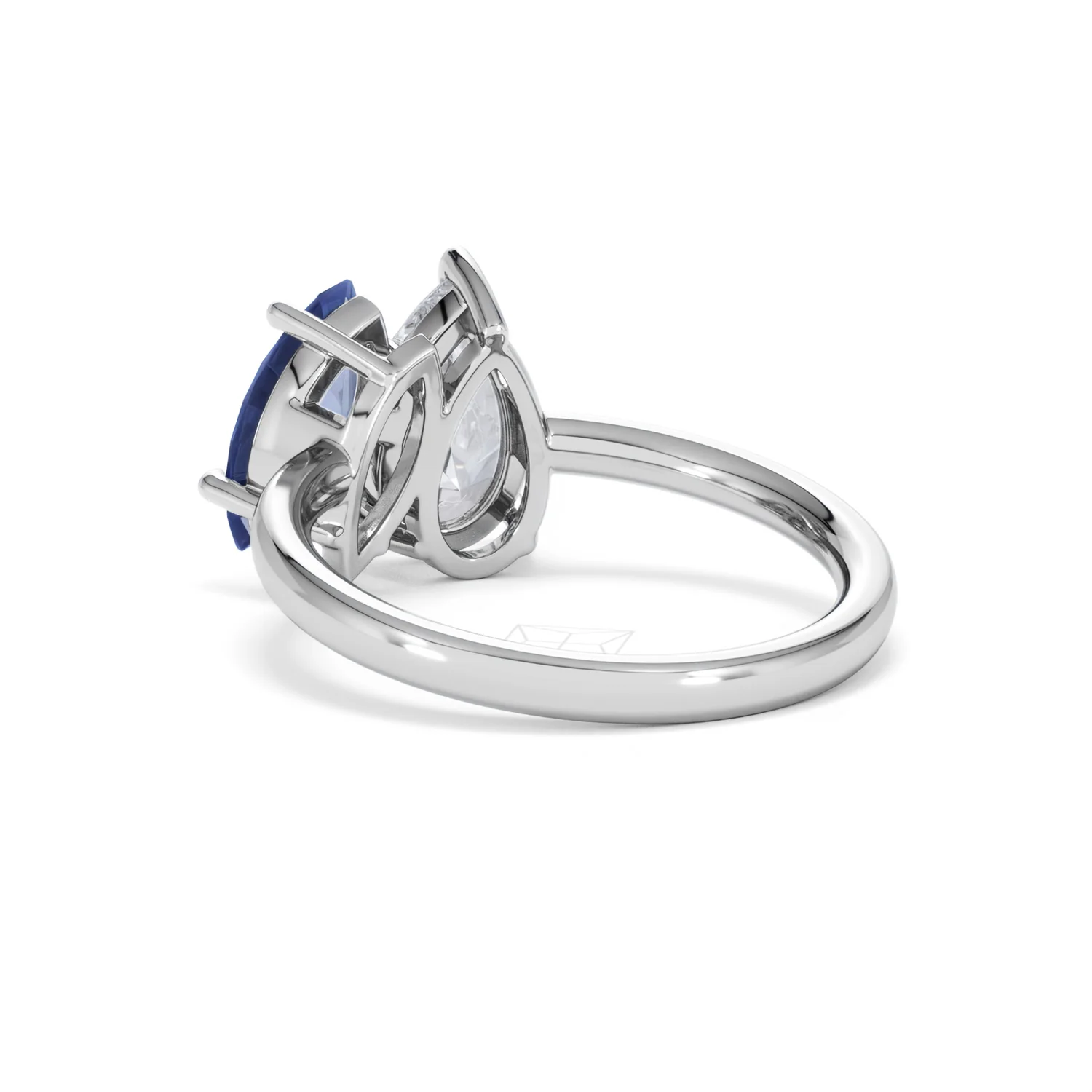 Toi Et Moi 1.50ct Pear Lab Diamond and 1.50ct Marquise Lab Sapphire Engagement Ring in Platinum - Image 56