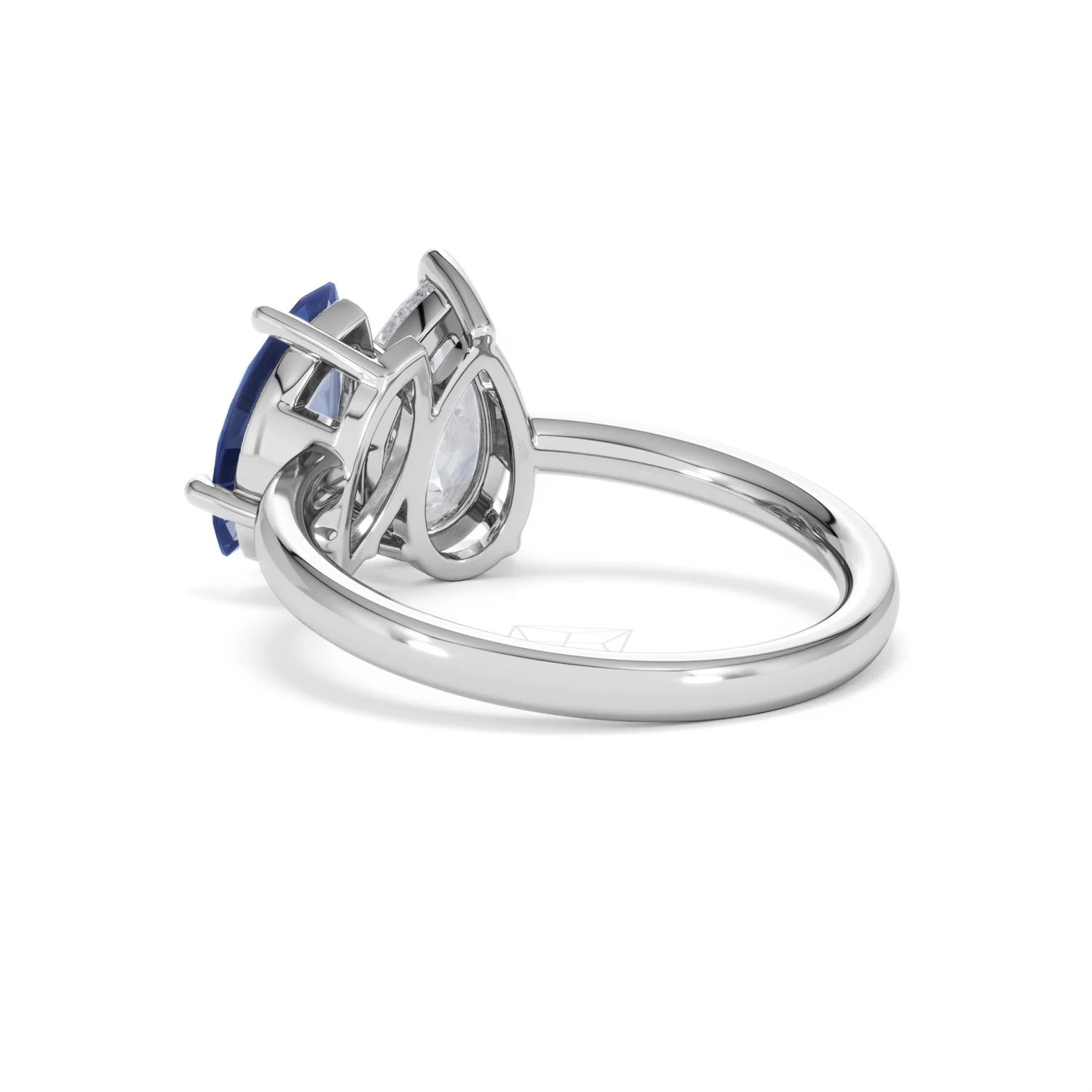 Toi Et Moi 1.50ct Pear Lab Diamond and 1.50ct Marquise Lab Sapphire Engagement Ring in Platinum - Image 57