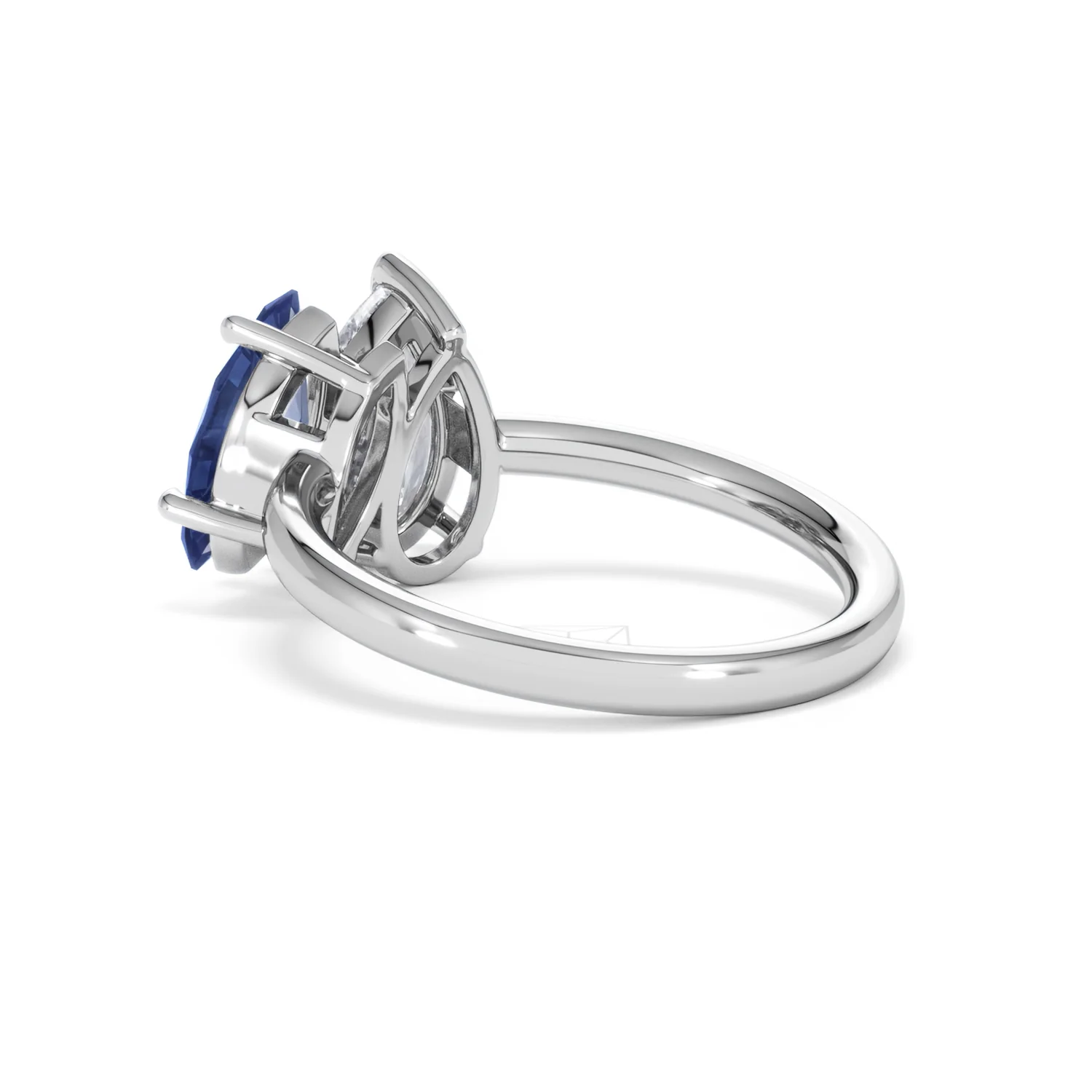 Toi Et Moi 1.50ct Pear Lab Diamond and 1.50ct Marquise Lab Sapphire Engagement Ring in Platinum - Image 59