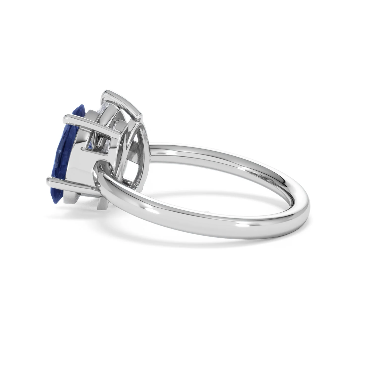 Toi Et Moi 1.50ct Pear Lab Diamond and 1.50ct Marquise Lab Sapphire Engagement Ring in Platinum - Image 63