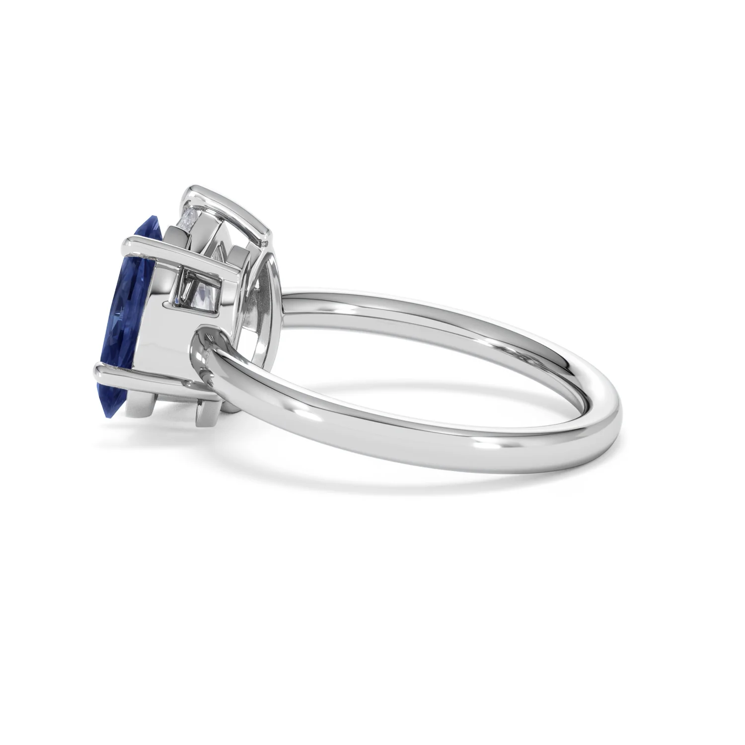 Toi Et Moi 1.50ct Pear Lab Diamond and 1.50ct Marquise Lab Sapphire Engagement Ring in Platinum - Image 65