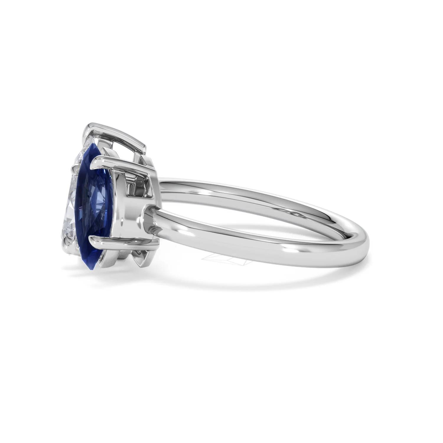 Toi Et Moi 1.50ct Pear Lab Diamond and 1.50ct Marquise Lab Sapphire Engagement Ring in Platinum - Image 72