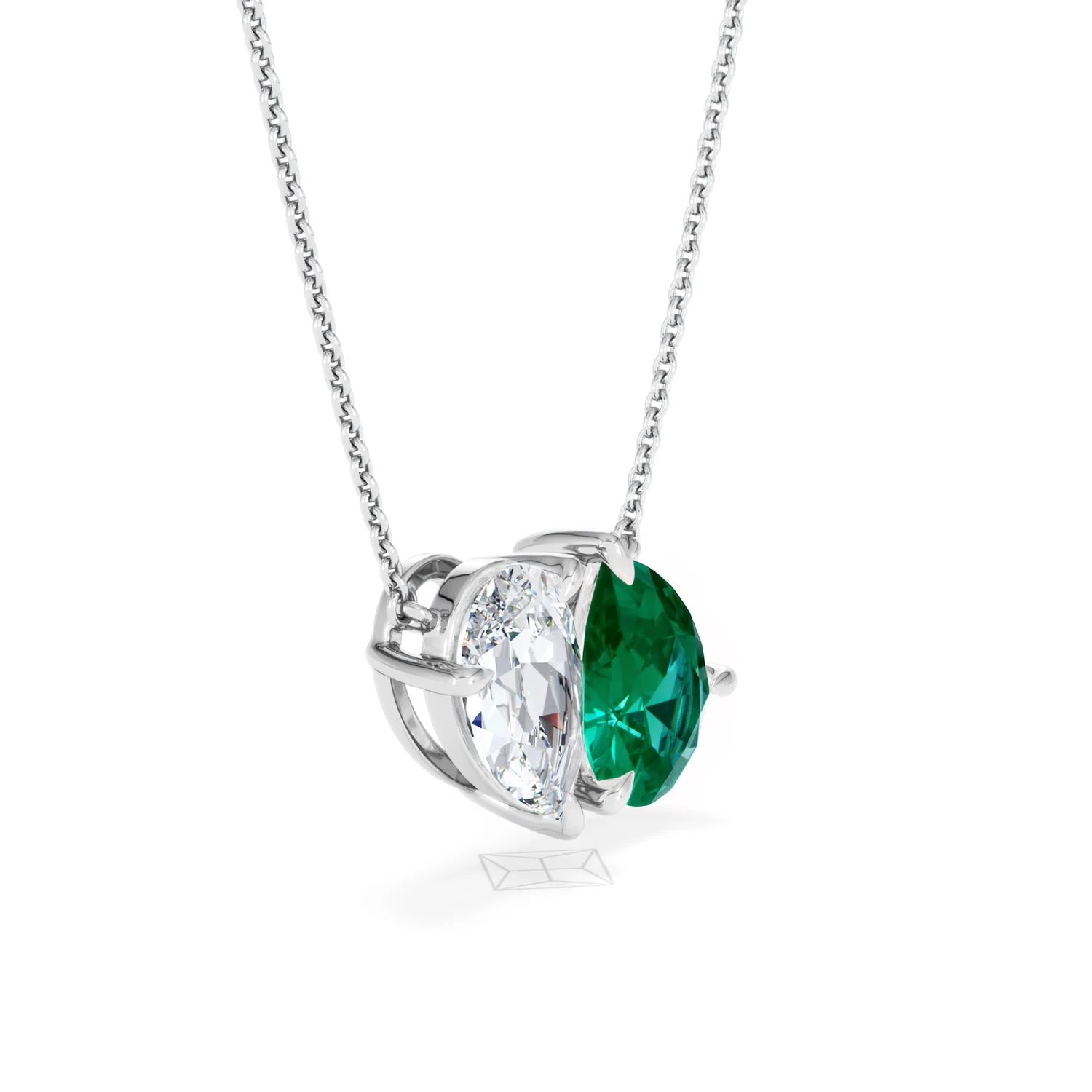 Toi Et Moi 1.50ct Pear Lab Diamond and 2.50ct Pear Lab Emerald Necklace in 18K White Gold - Image 20