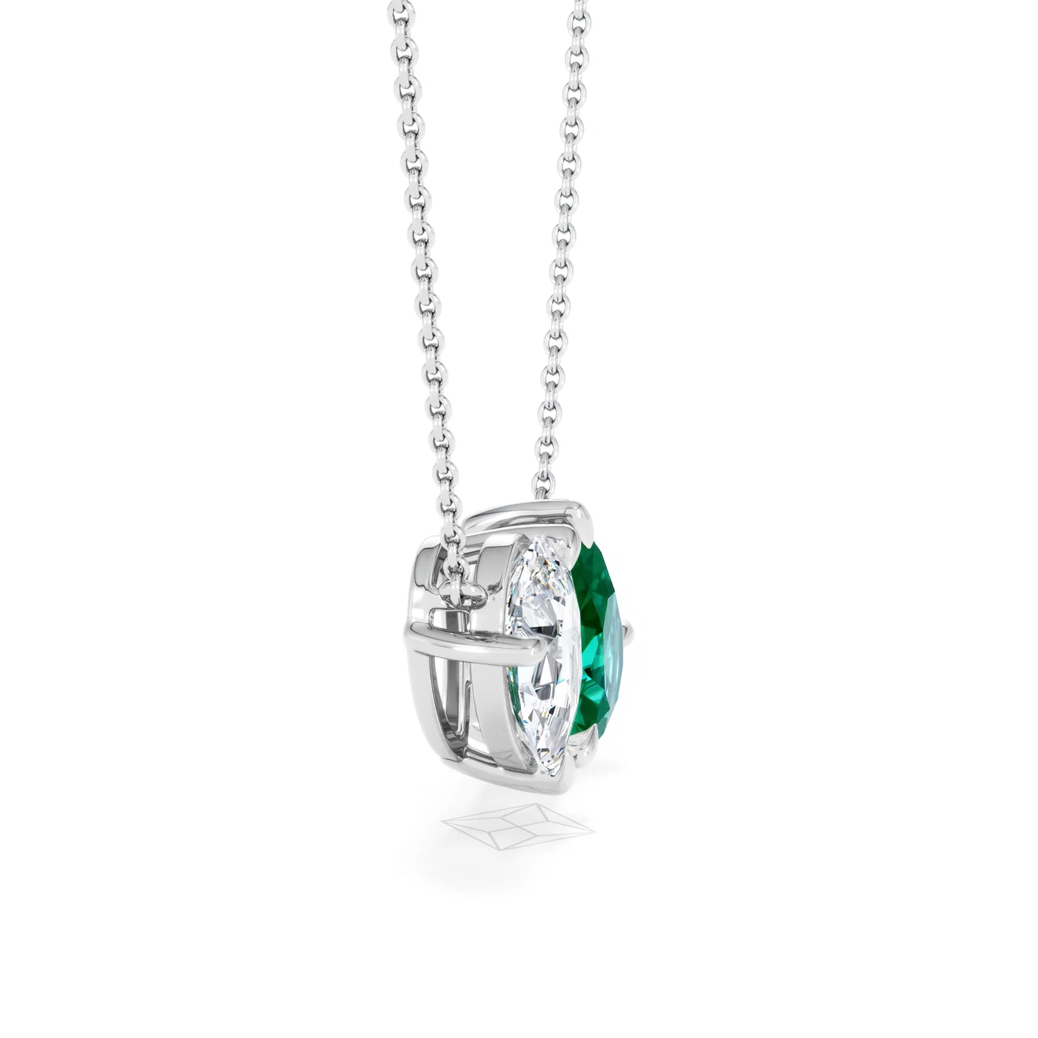 Toi Et Moi 1.50ct Pear Lab Diamond and 2.50ct Pear Lab Emerald Necklace in 18K White Gold - Image 25