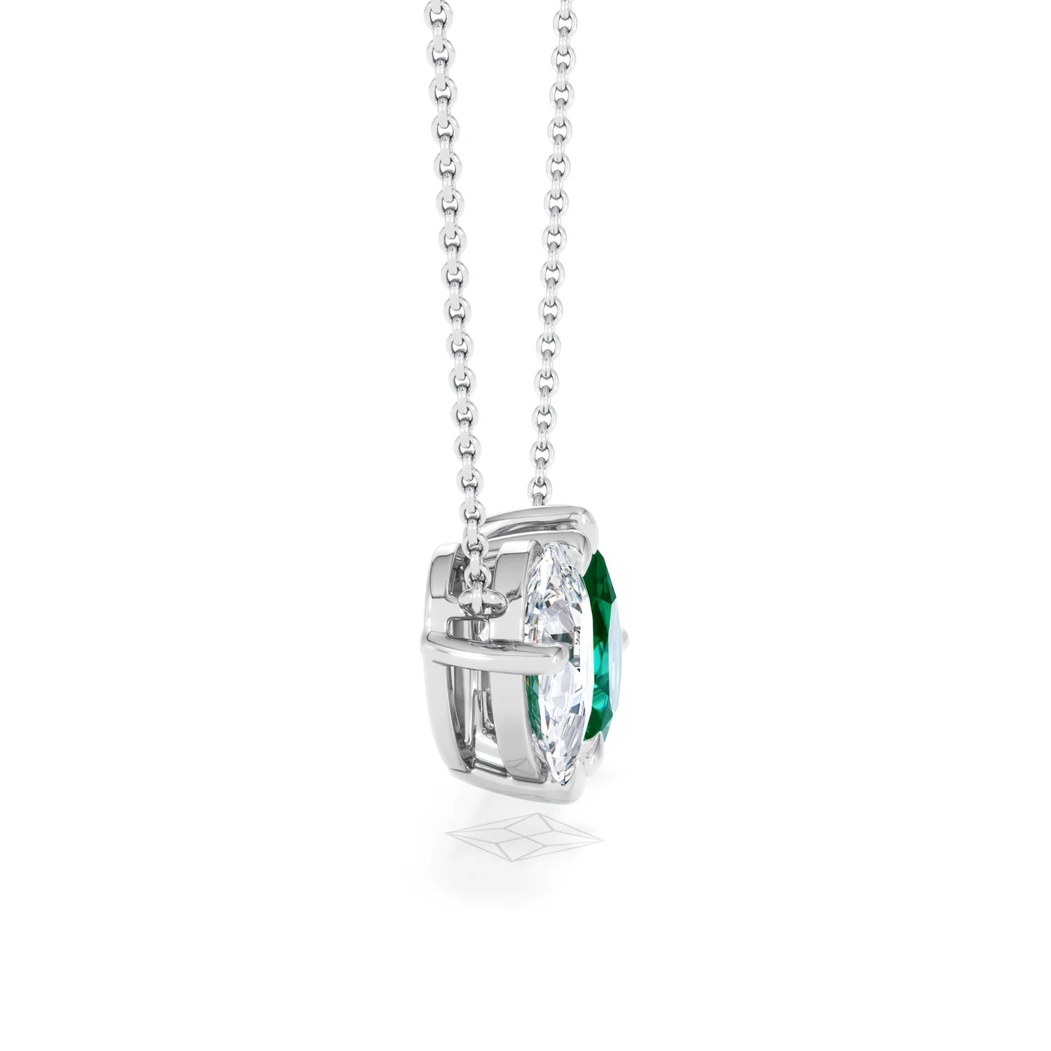 Toi Et Moi 1.50ct Pear Lab Diamond and 2.50ct Pear Lab Emerald Necklace in 18K White Gold - Image 26