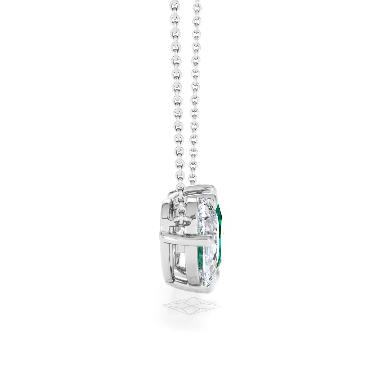 Toi Et Moi 1.50ct Pear Lab Diamond and 2.50ct Pear Lab Emerald Necklace in 18K White Gold - Image 27