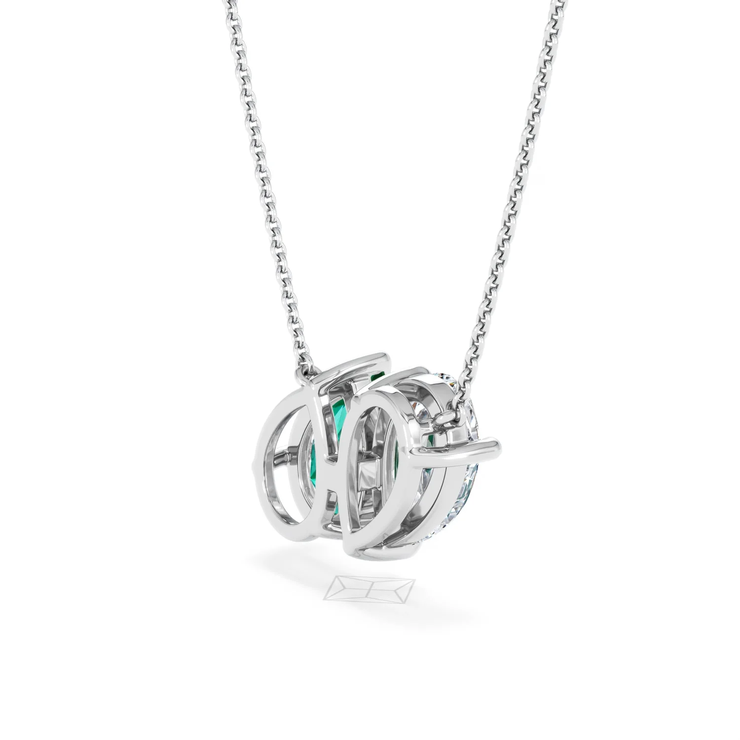 Toi Et Moi 1.50ct Pear Lab Diamond and 2.50ct Pear Lab Emerald Necklace in 18K White Gold - Image 36
