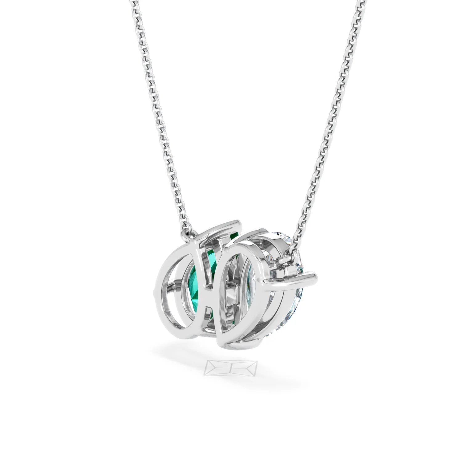 Toi Et Moi 1.50ct Pear Lab Diamond and 2.50ct Pear Lab Emerald Necklace in 18K White Gold - Image 37