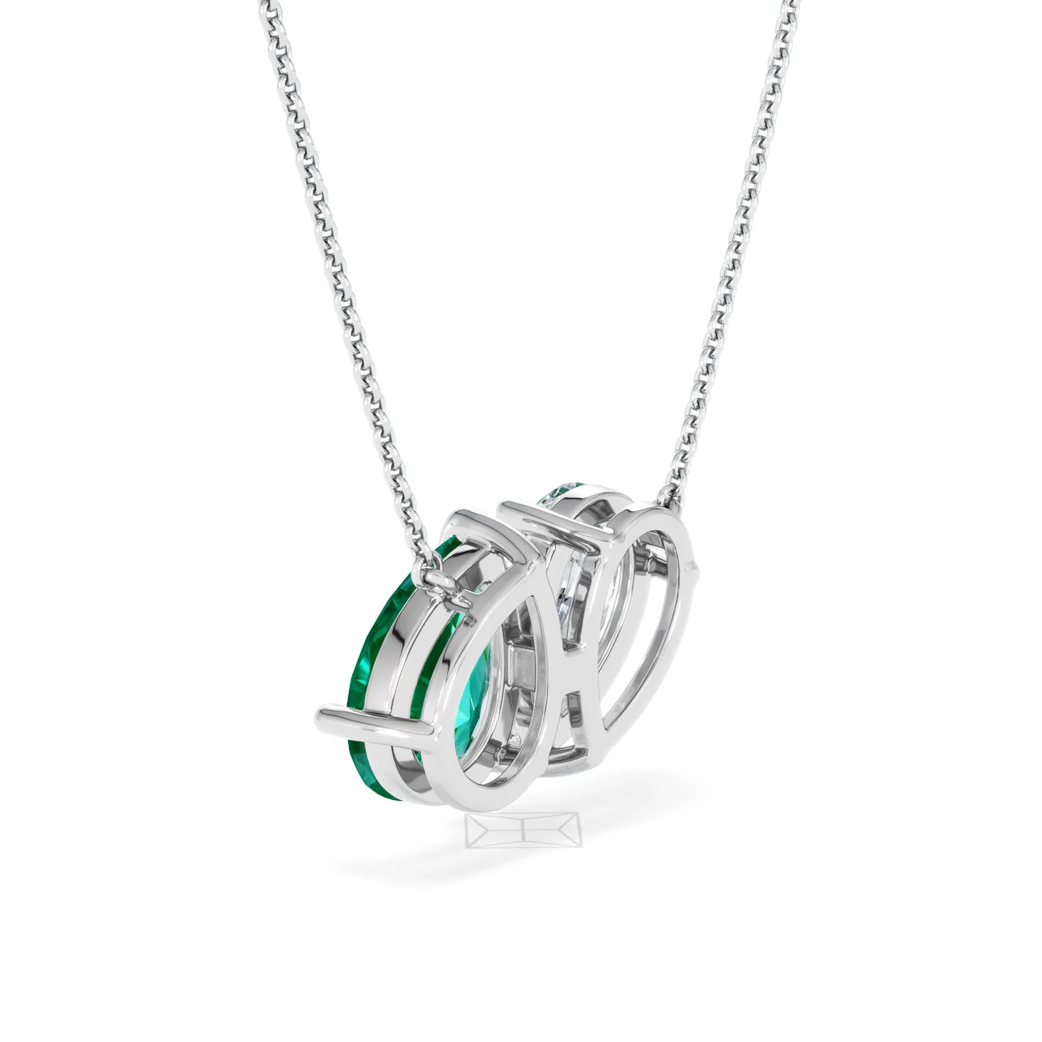 Toi Et Moi 1.50ct Pear Lab Diamond and 2.50ct Pear Lab Emerald Necklace in 18K White Gold - Image 58