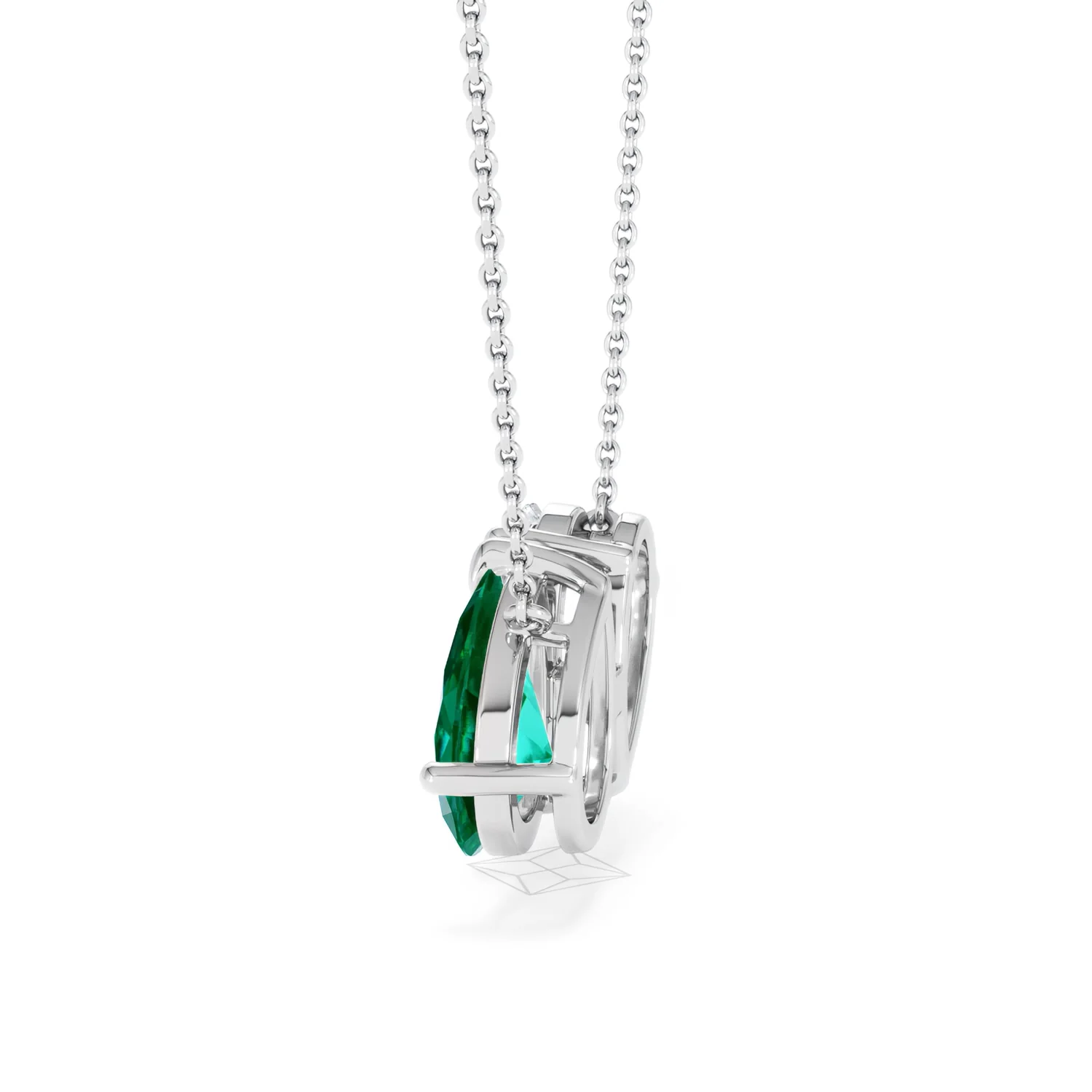 Toi Et Moi 1.50ct Pear Lab Diamond and 2.50ct Pear Lab Emerald Necklace in 18K White Gold - Image 65