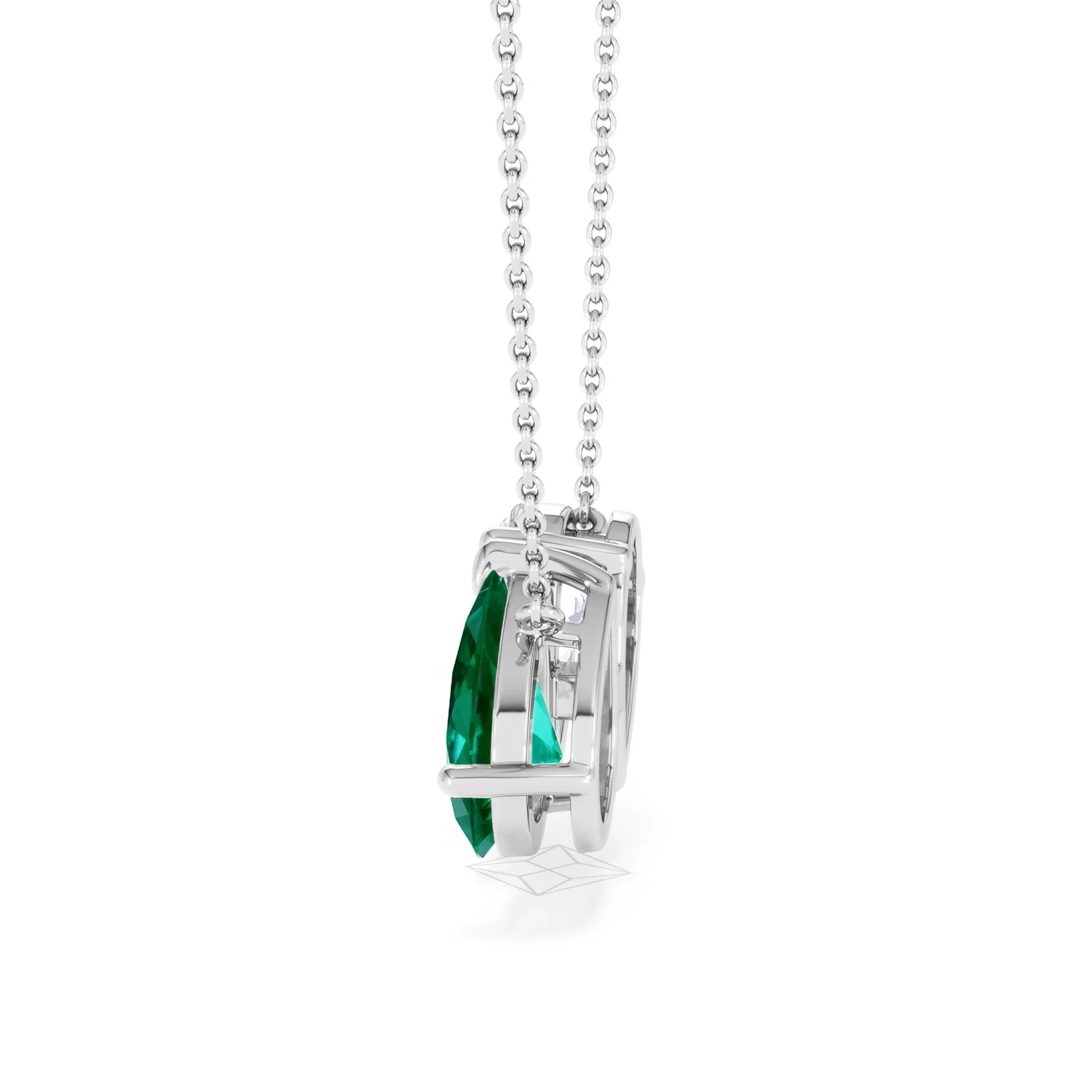 Toi Et Moi 1.50ct Pear Lab Diamond and 2.50ct Pear Lab Emerald Necklace in 18K White Gold - Image 66